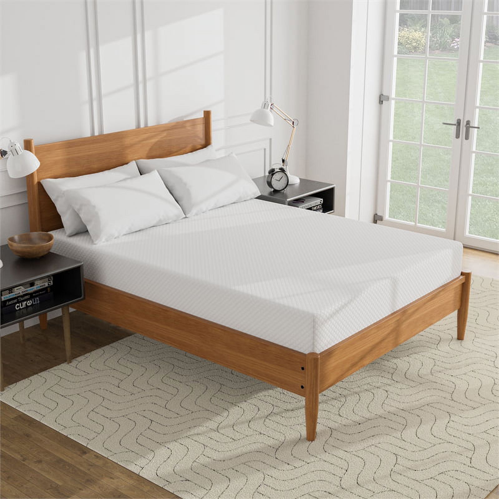 FOA Belkor Solid Wood Queen Platform Bed with 10