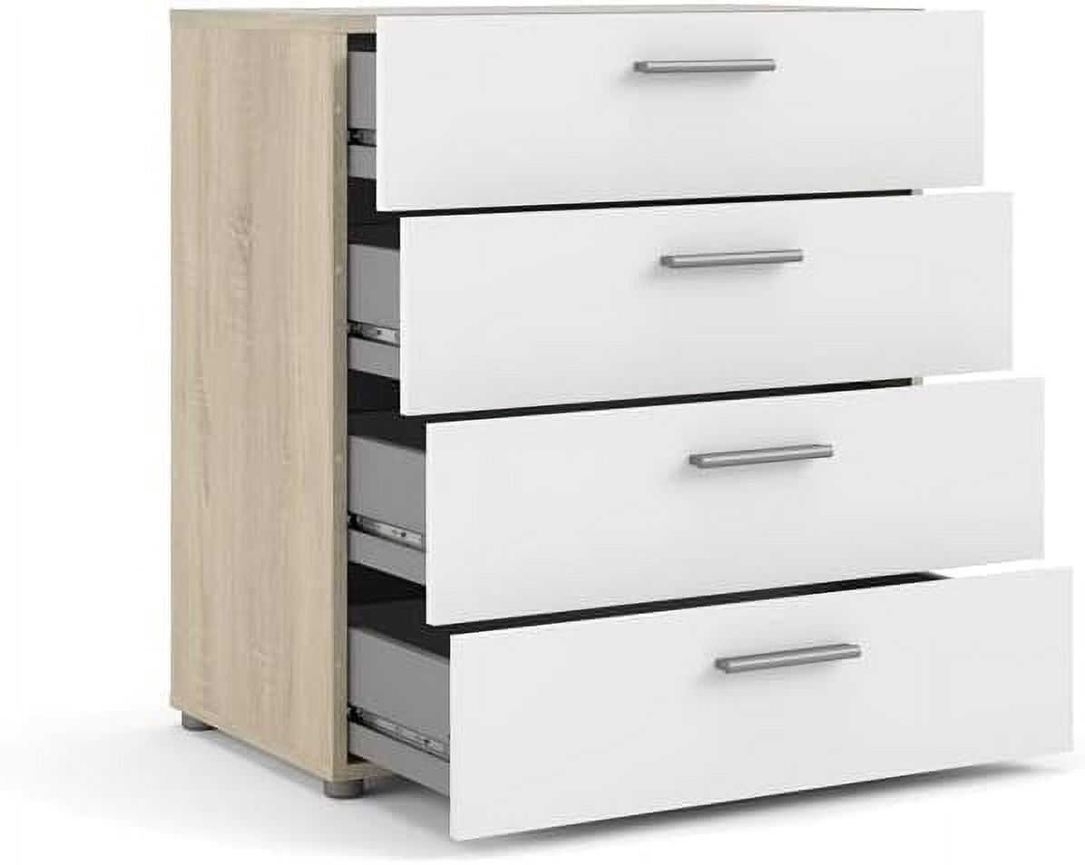 Modern 4 Drawer Chest/Bedroom Dresser In Oak Structure White High Gloss