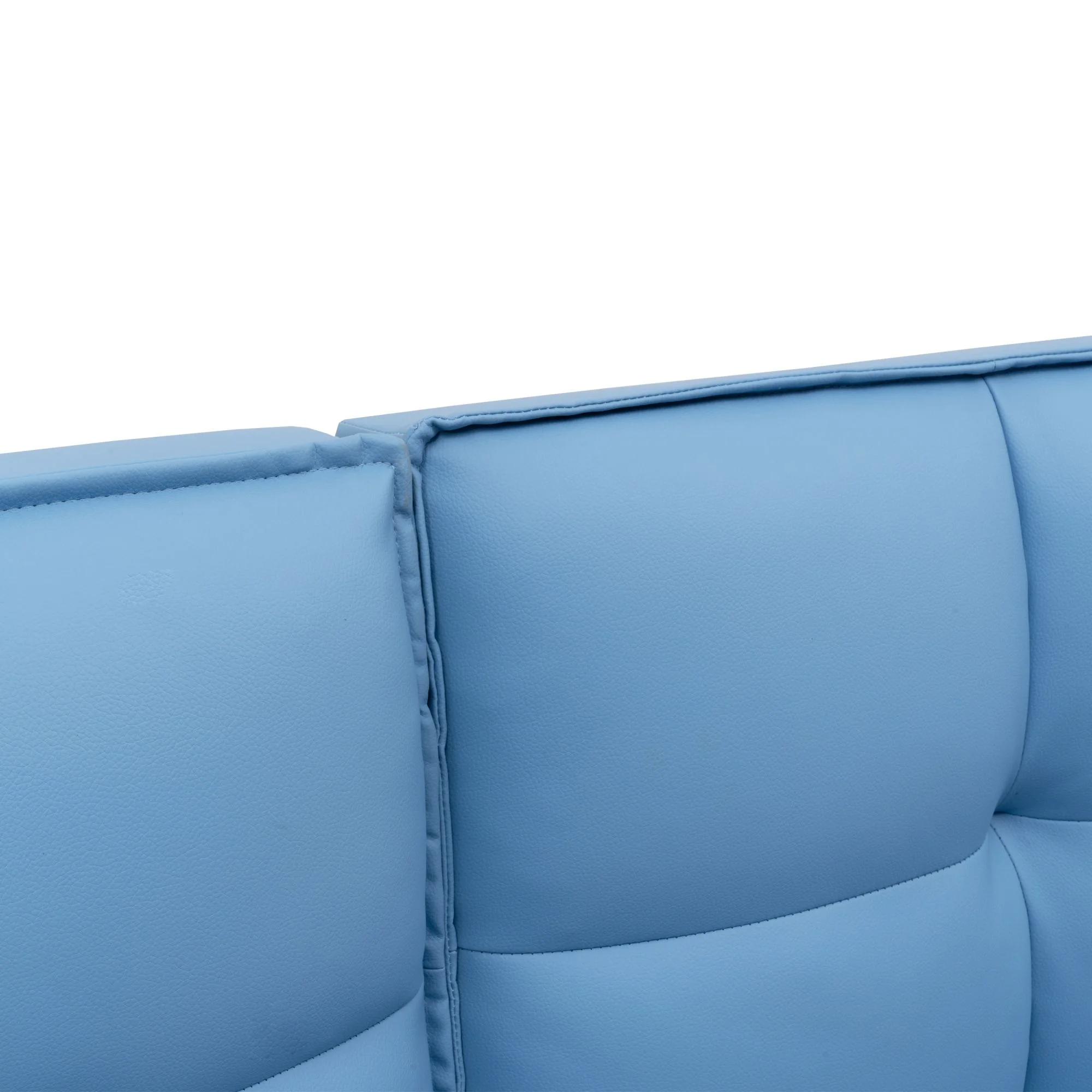 Loveseat Sofa Convertible Sofa Bed Sleeper PU leather Living Room Couches 2 Seating Chair with 2 Pillows Blue