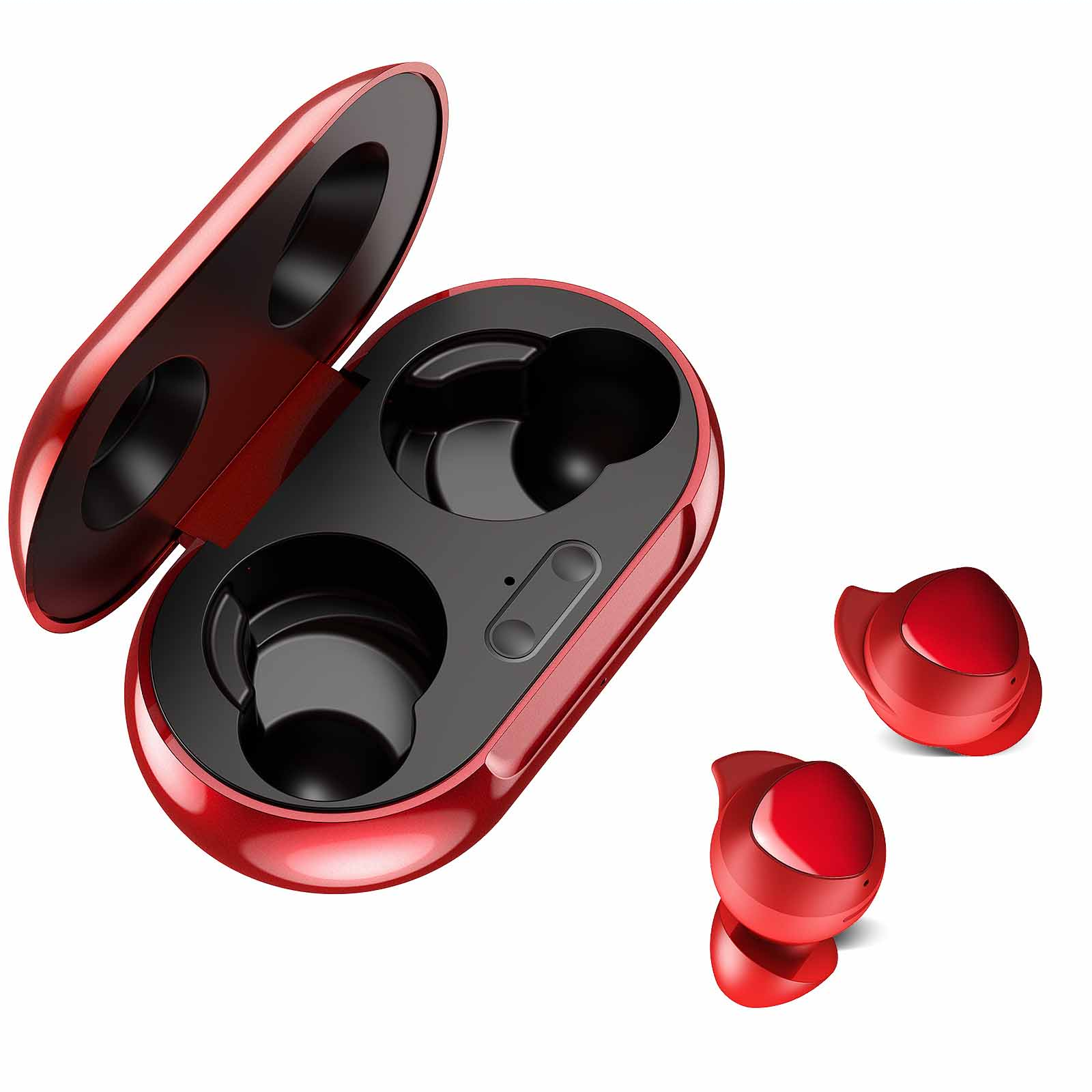 UrbanX Street Buds Plus True Bluetooth Wireless Earbuds For Lenovo Tab P11 Pro With Active Noise Cancelling (Charging Case Included) Red