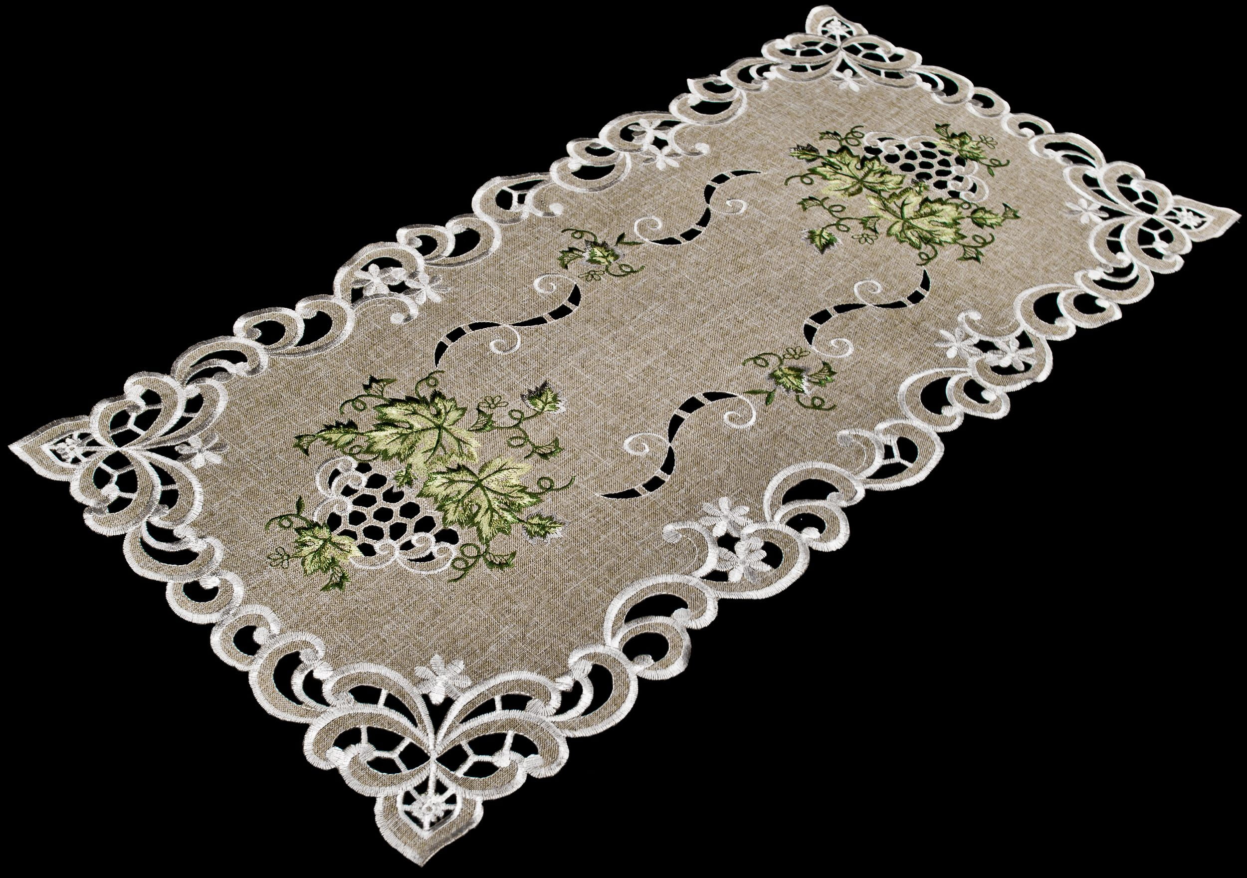 Antique Green Leaf on Sage Green Rectangular Runner (14