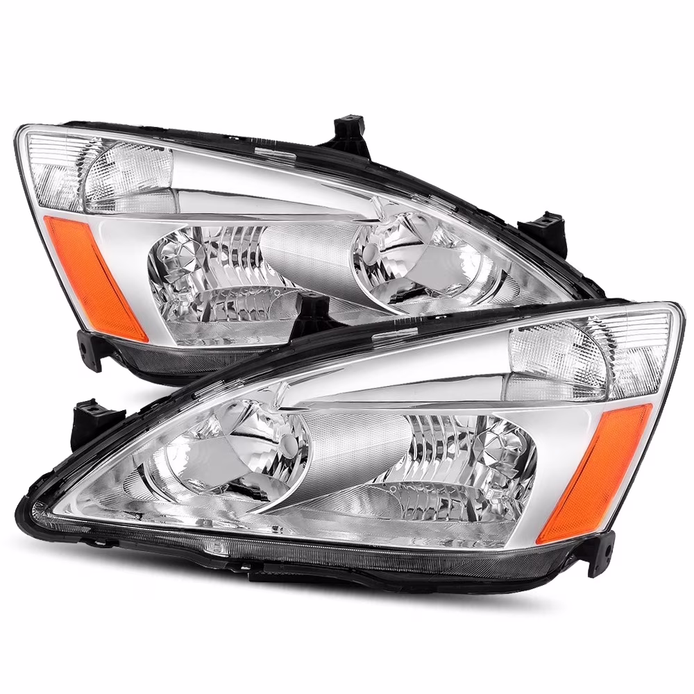 Modifystreet For 03-07 Honda Accord Chrome Crystal Headlights Left/Right Assembly