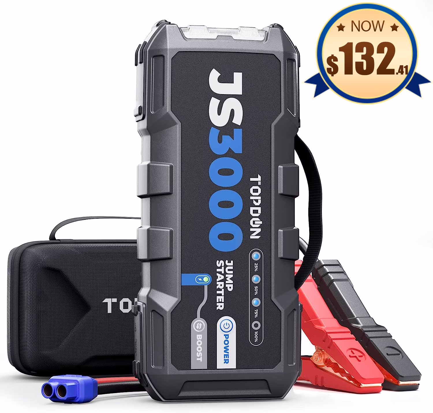 Car Battery Jump Starter TOPDON JS3000 12V 3000A Battery Booster for Up to 9L Gas/ 7L Diesel Engines