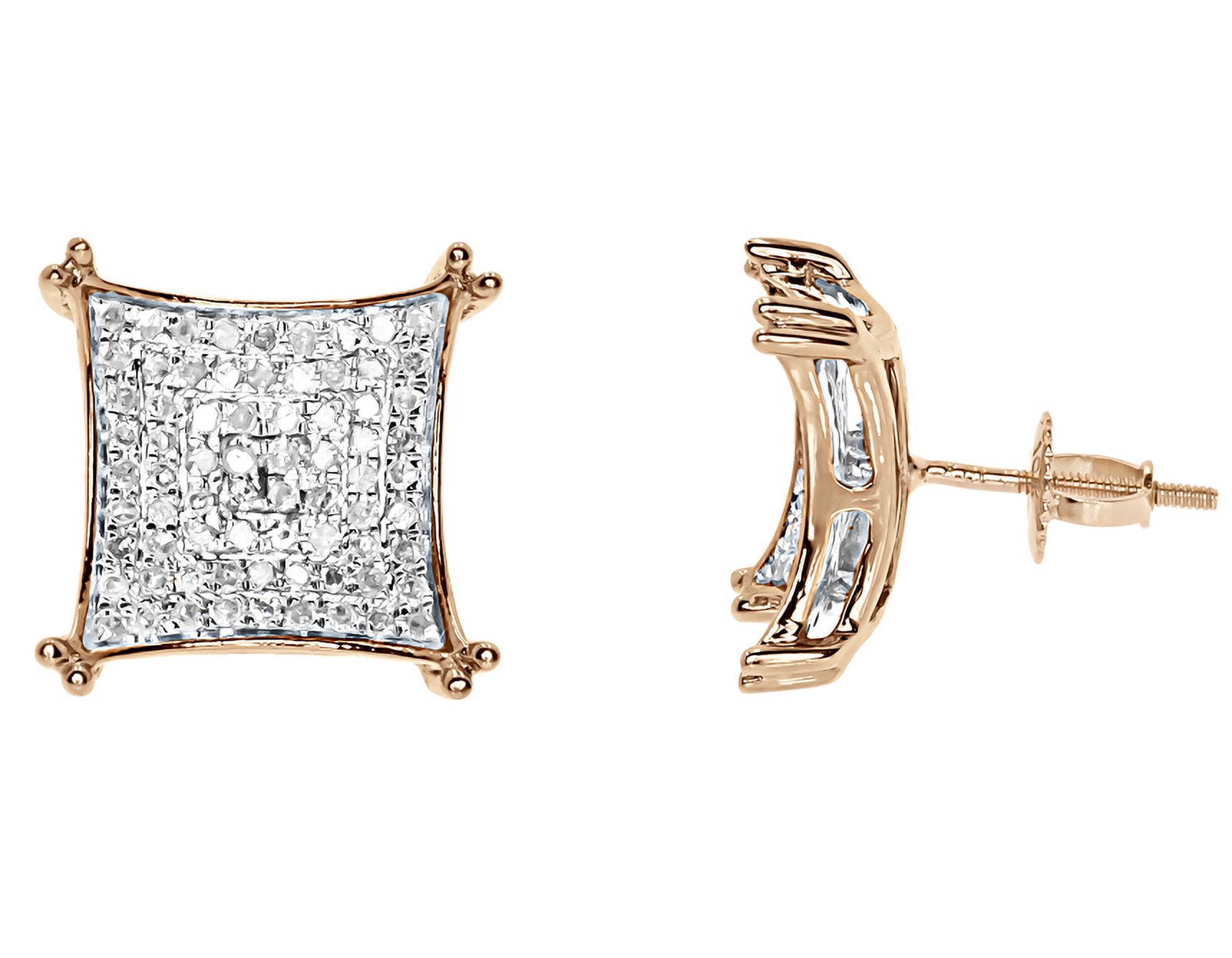 10k Rose Gold Mens Ladies 13mm Round Pave Diamond Kite Stud Earrings 0.75 Ct