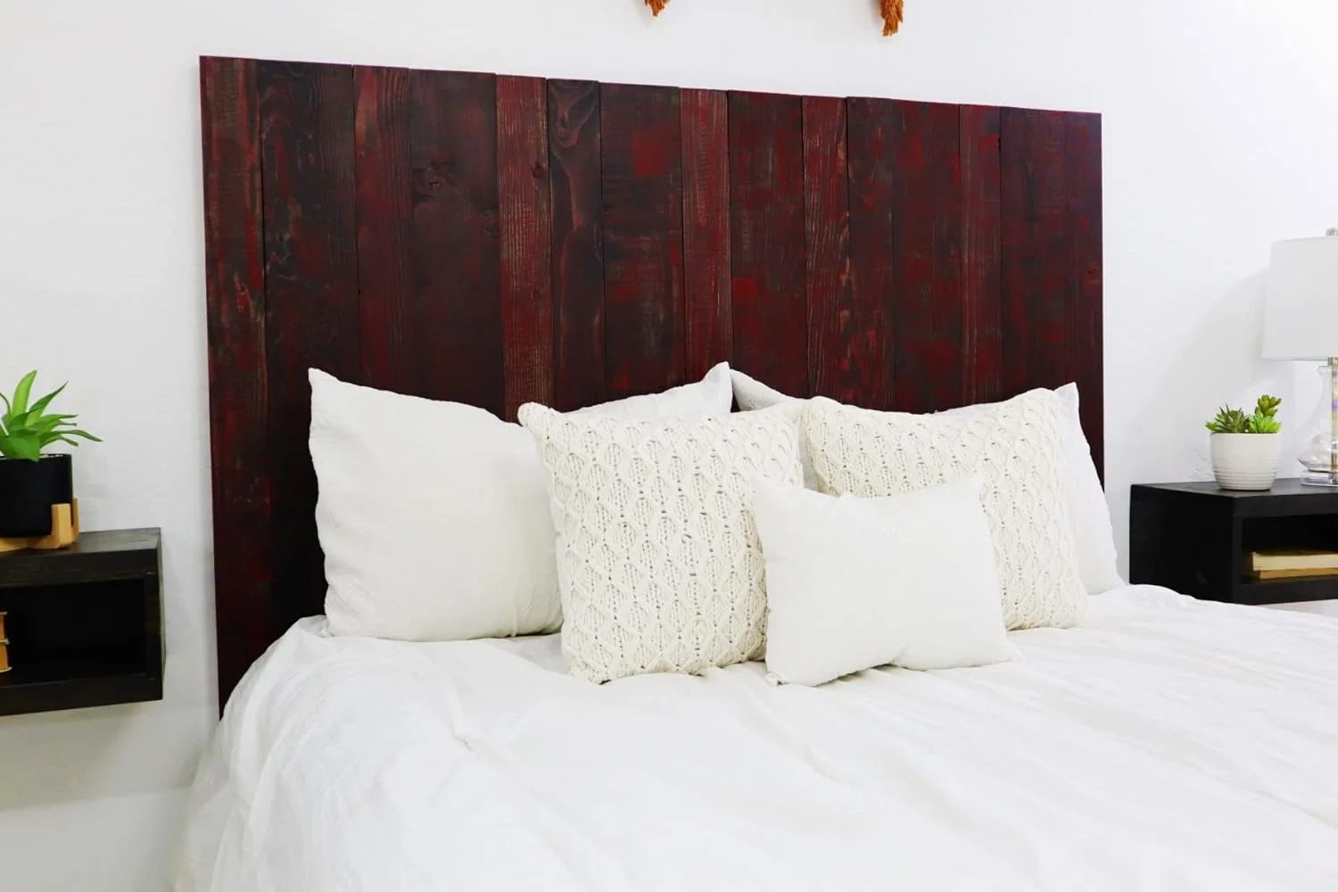 Red Dragon Skin Headboard, Modern Design, Solid Wood Headboard, Floating Panels, Wall Mount, Adjustable Height, Easy Assembly, King Size