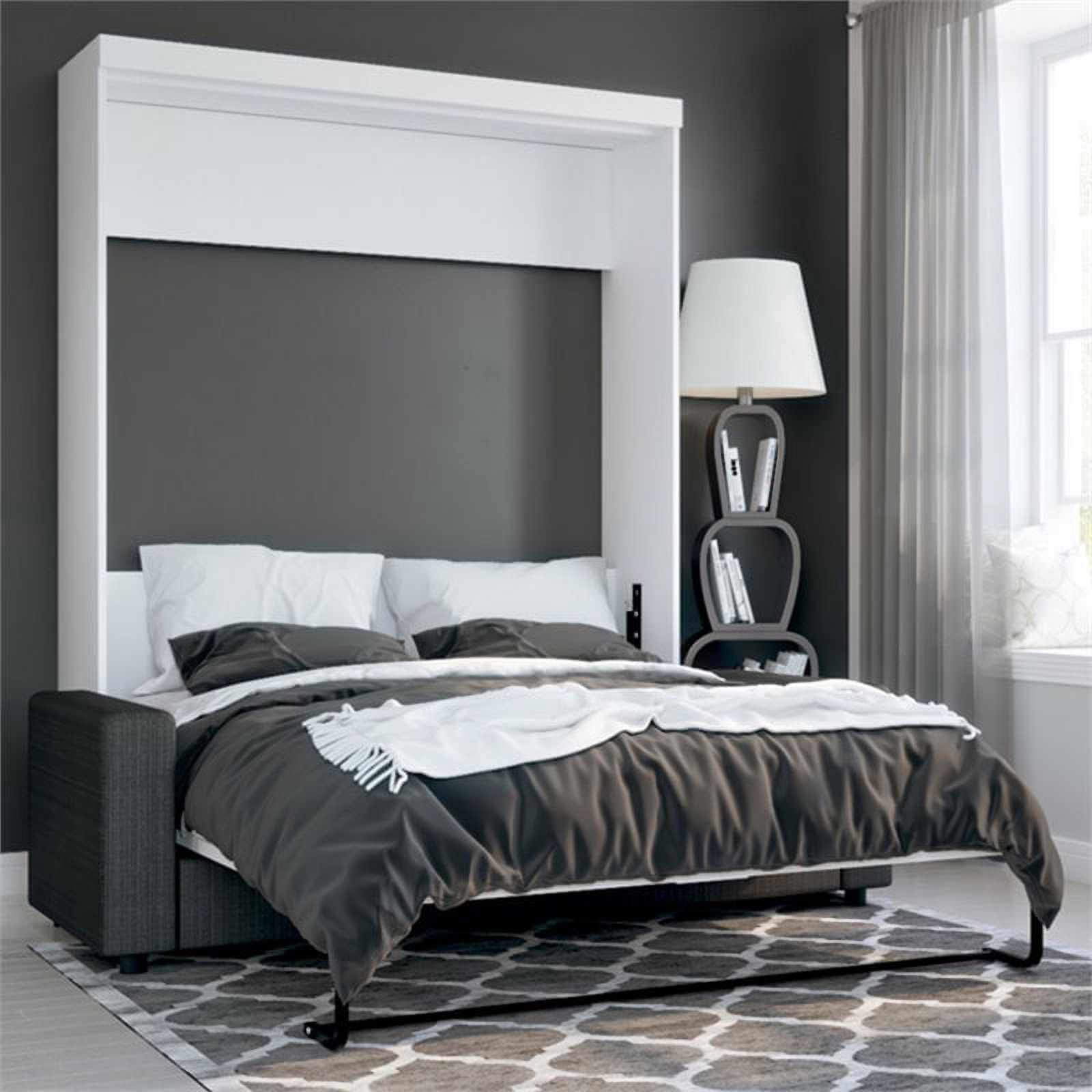 Atlin Designs 2 Piece Queen Wall Bed Set in White and Gray