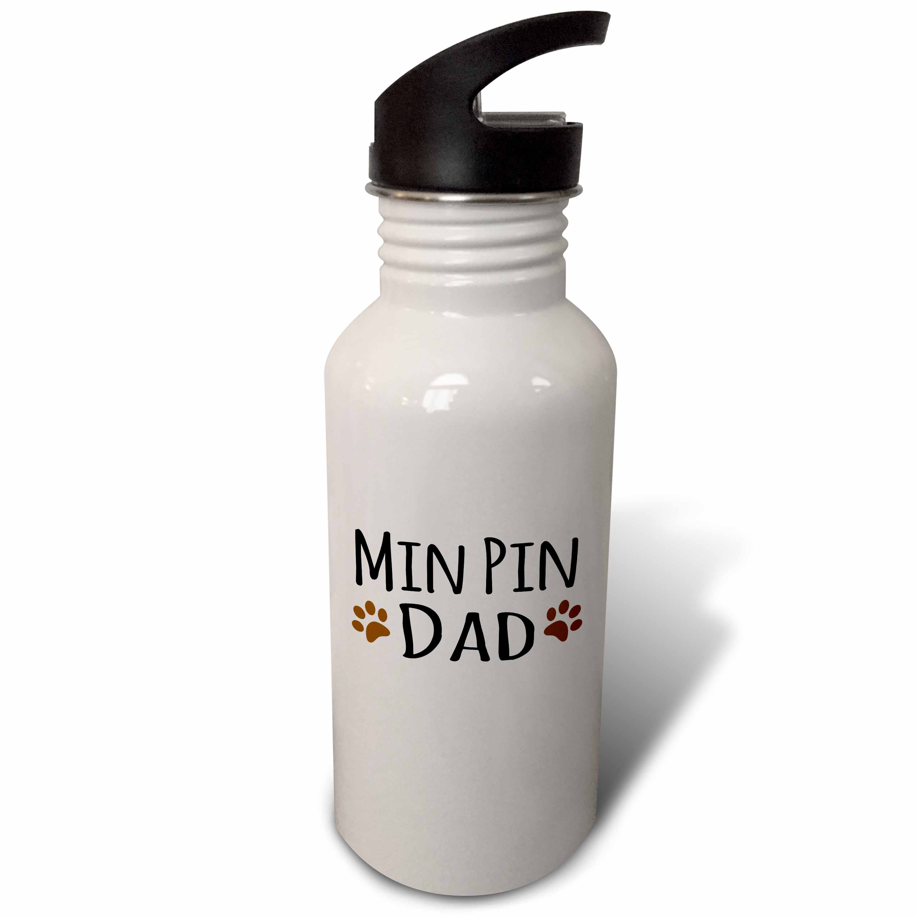 Min Pin Dog Dad - Miniature Pinscher - Doggie by breed brown muddy paw prints doggy lover pet owner 21 oz Sports Water Bottle wb-153949-1