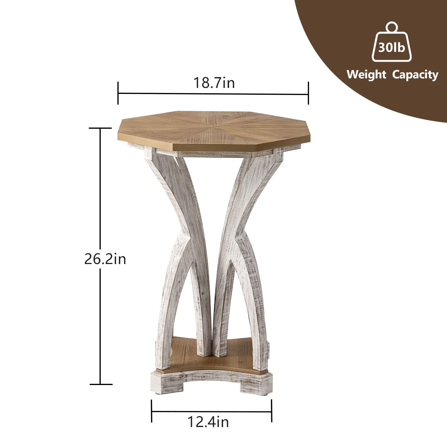 COSIEST 2PCS Octagonal Wooden Side Table Accent End Table