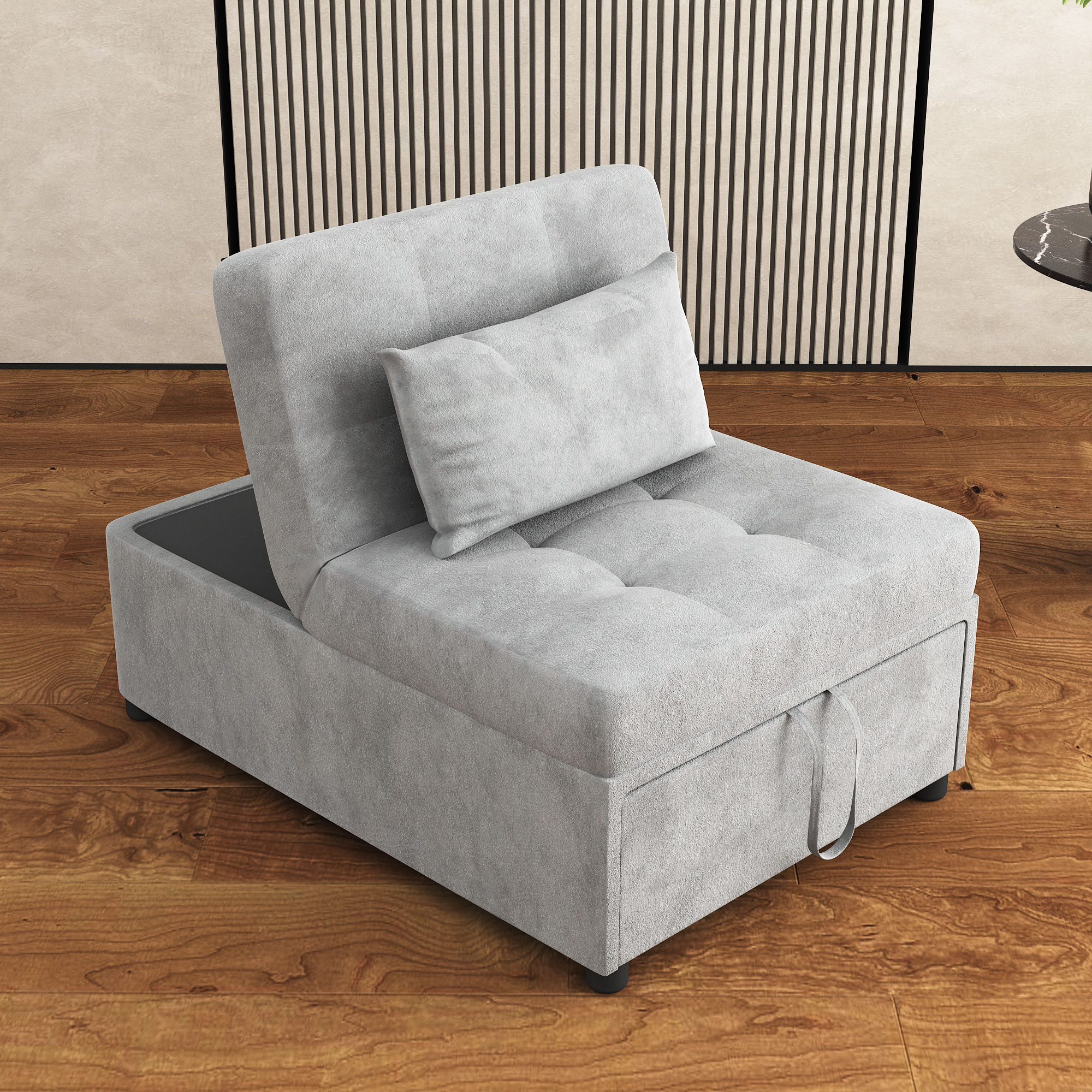 Giratree 4 in 1 Multi-Function Folding Velvet Sleeper Sofa Bed, Single Sofa with Ottoman and Adjustable Backrest