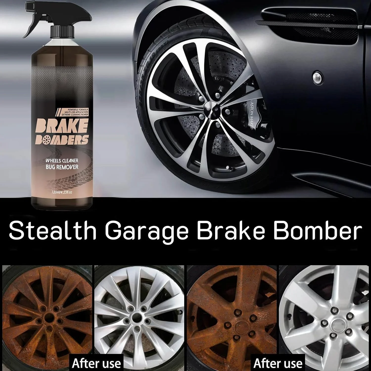 Brake Bomber Spray, Brake Bomber Wheel Cleaner, Perfect for Cleaning Wheels and Tires, Safe on Alloy, Chrome, and Painted Wheels (300ml-3PCS)
