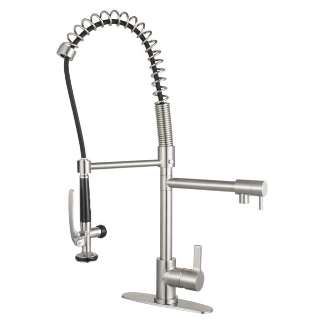 Continental Single-Handle Pre-Rinse Kitchen Faucet, Brushed Nickel - 8 x 9.81 x 28.25 in.