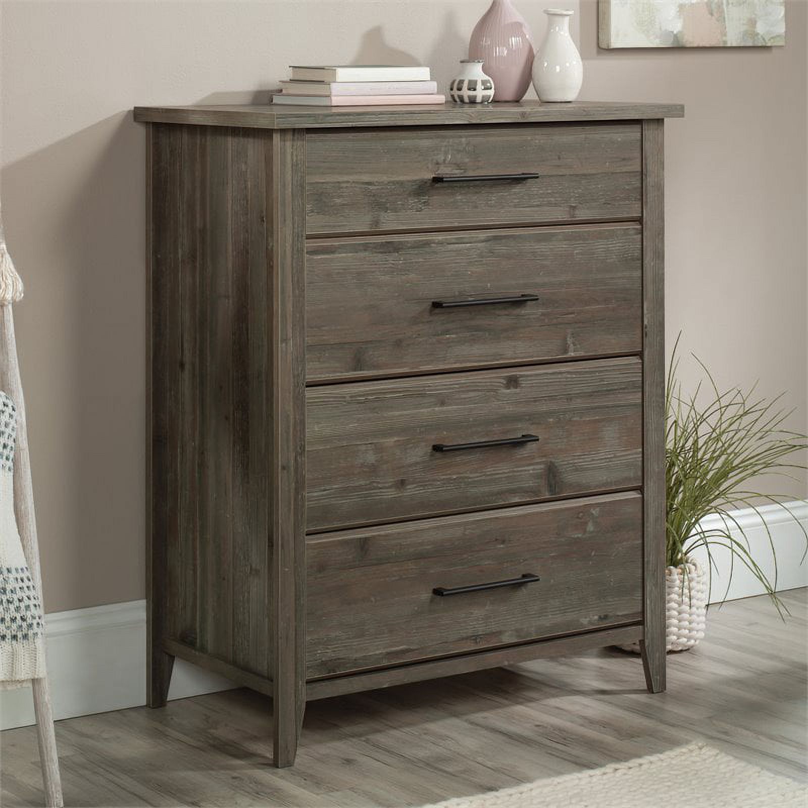 Pemberly Row Engineered Wood 4-Drawer Bedroom Chest in Pebble Pine