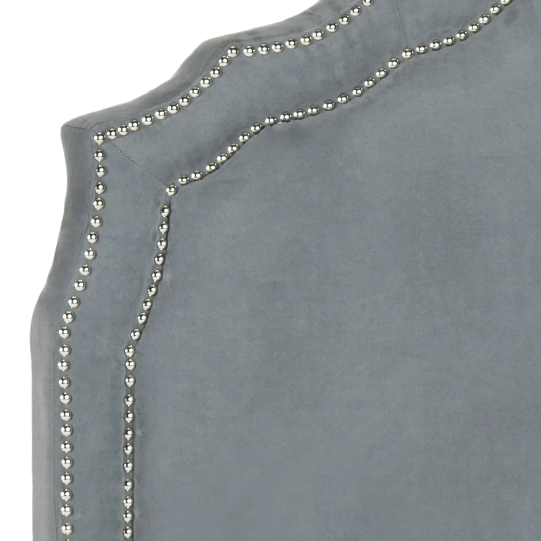SAFAVIEH Skyler Retro Arched Upholstered Headboard with Nail Heads, Twin, Grey