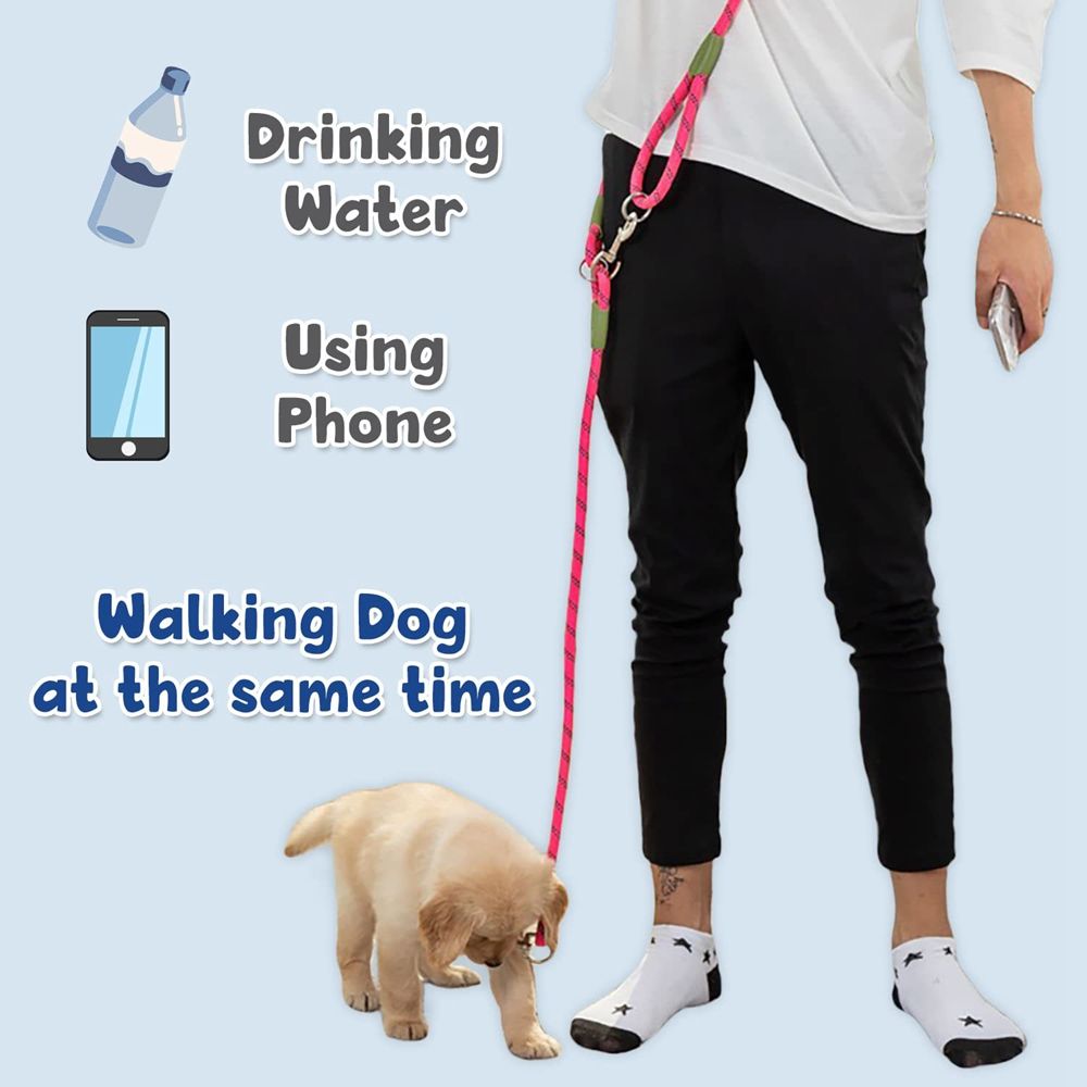 Explosion-proof Nylon Walking Free Hands Rope Outdoors For Dog Running Shoulder Strap Pet Traction Dogs Chain Dog Leashes PINK WITH ROPE COVER