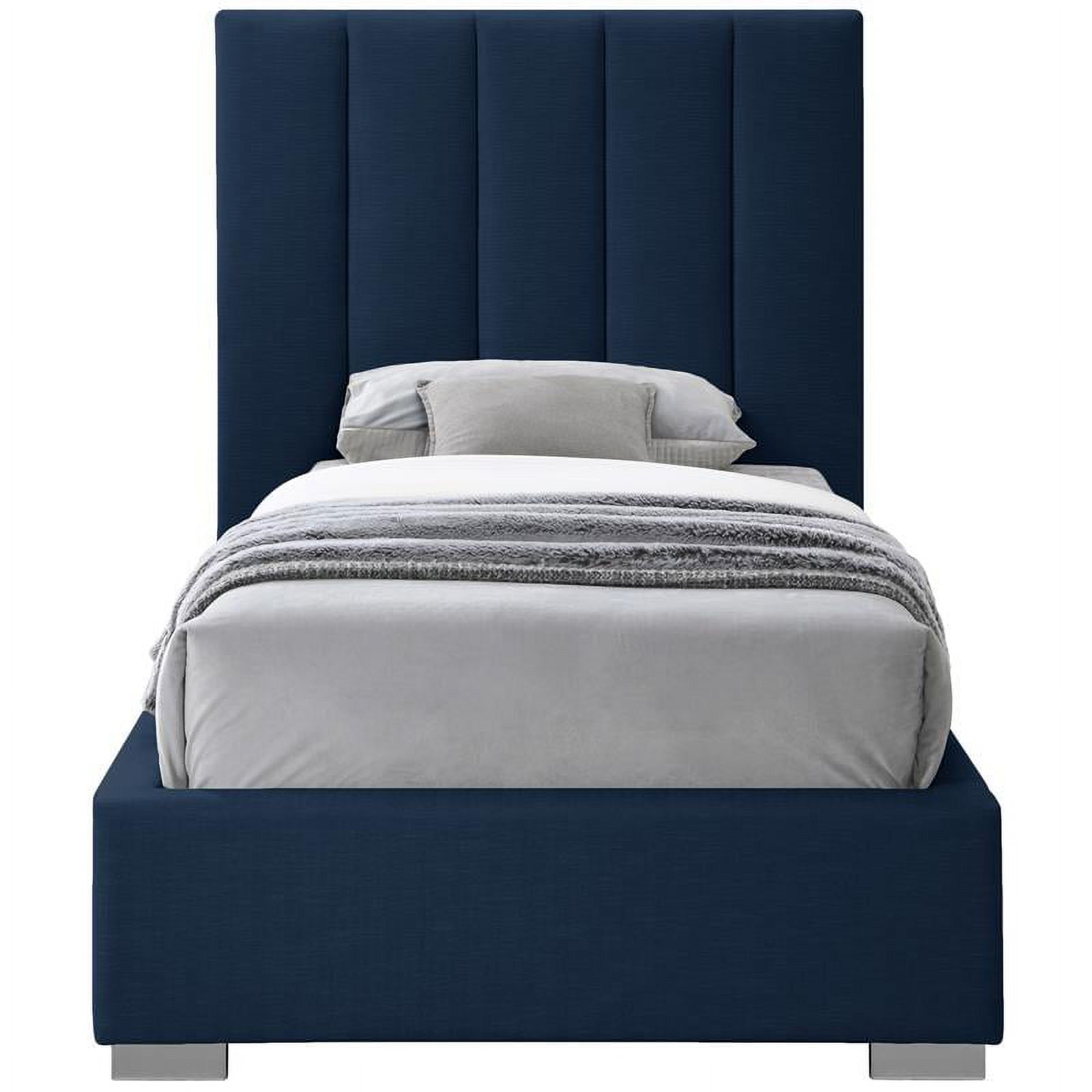 Meridian Furniture Pierce Navy Linen Textured Fabric Twin Bed