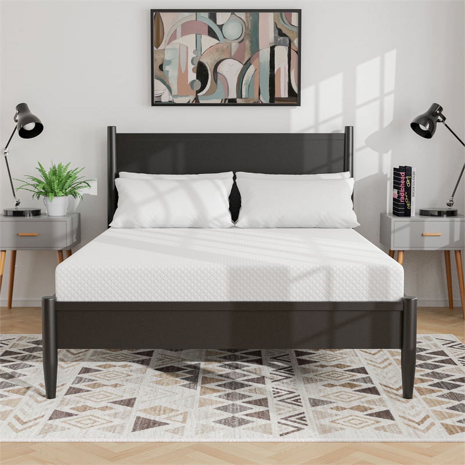FOA Belkor Solid Wood Queen Platform Bed with 8