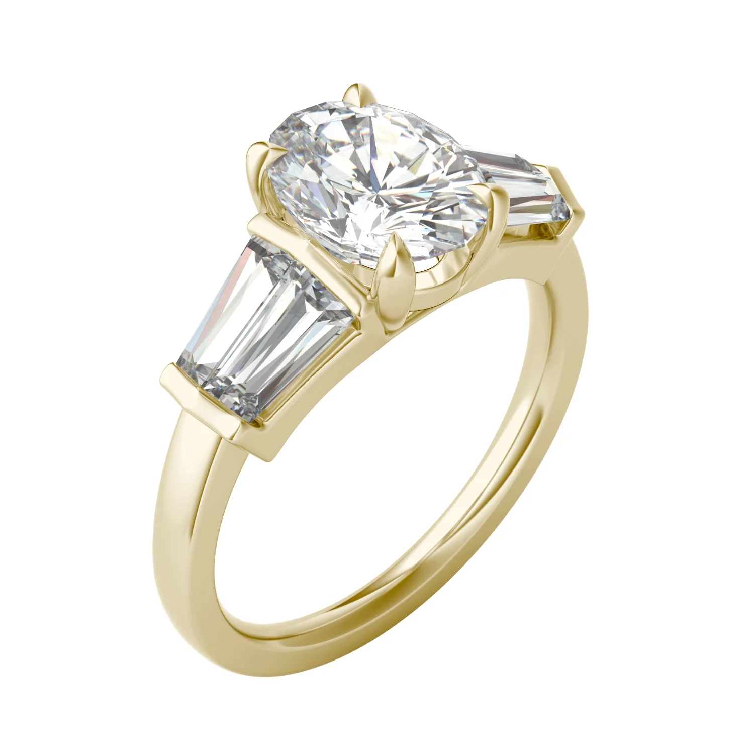 Charles & Colvard 14K Yellow Gold Moissanite 9x7mm Oval Engagement Ring-Size 9, 3.26cttw DEW