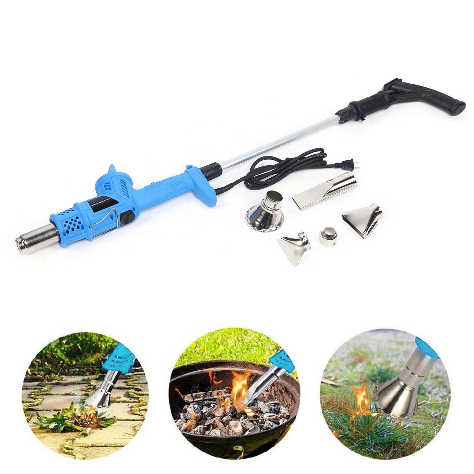 TFCFL 3 in 1 Garden Electric Weed Burner Wand Weed Killer Remover with 5 Nozzle 2000W