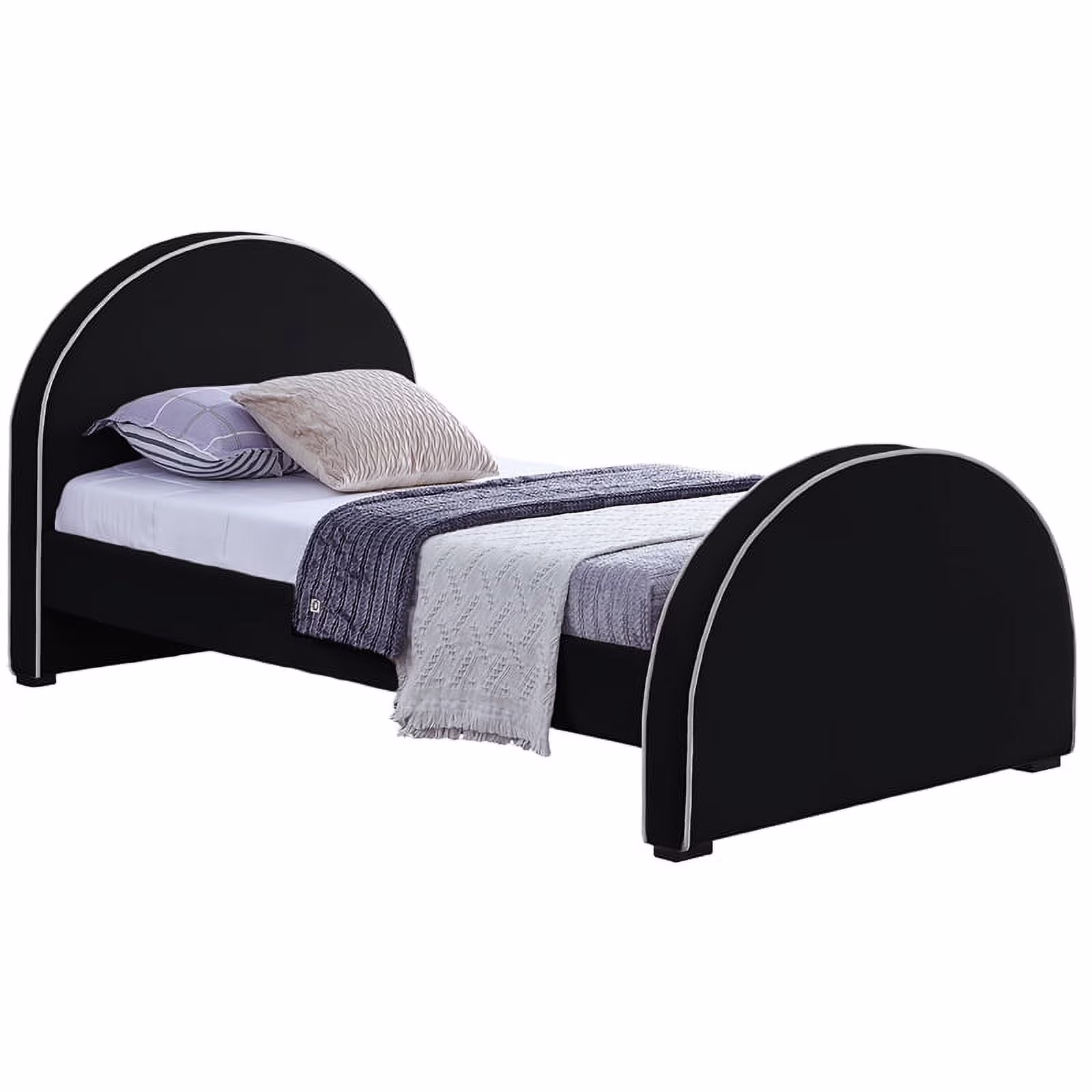 Meridian Furniture Brody Black Velvet Twin Bed
