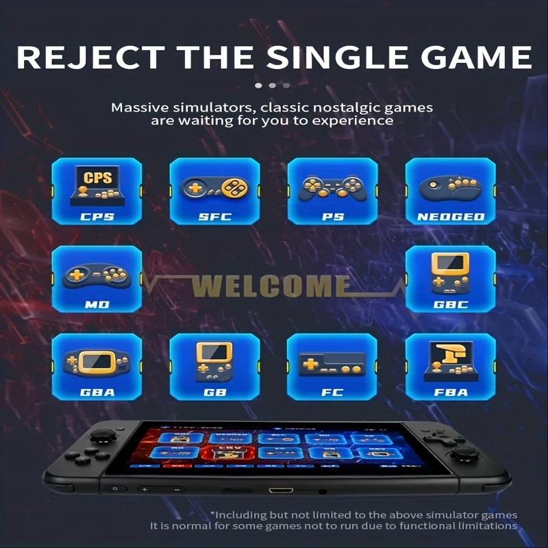X70 Handheld Game Console 7 Inch Professional Retro Game Console Classic Video Game Board 64G Memory Support CPS MO GBA SFC PS FC GB NEOGED GBC FBA Etc Modes Game Gift For Adults Kids