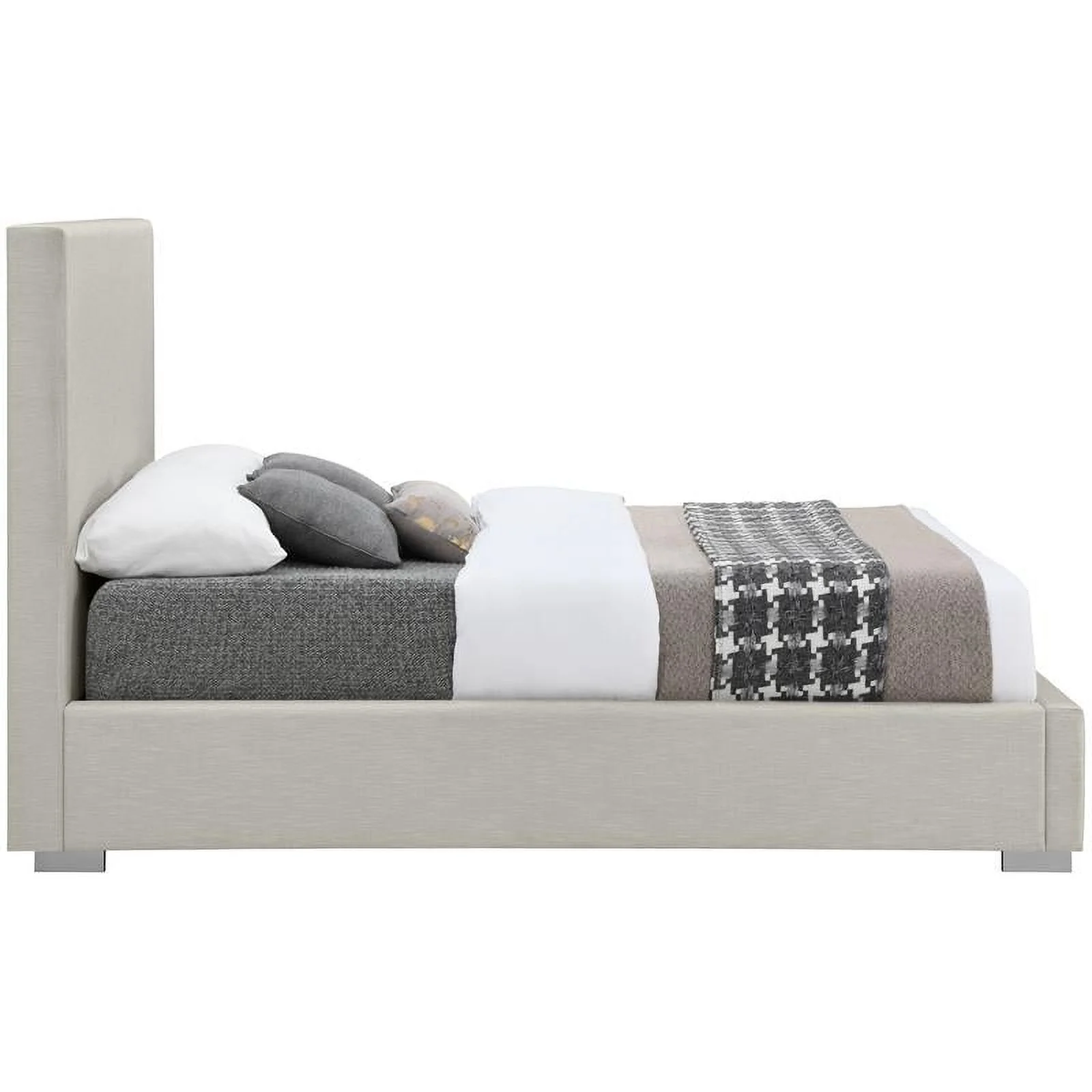 Meridian Furniture Crosby Beige Linen Textured Fabric King Bed