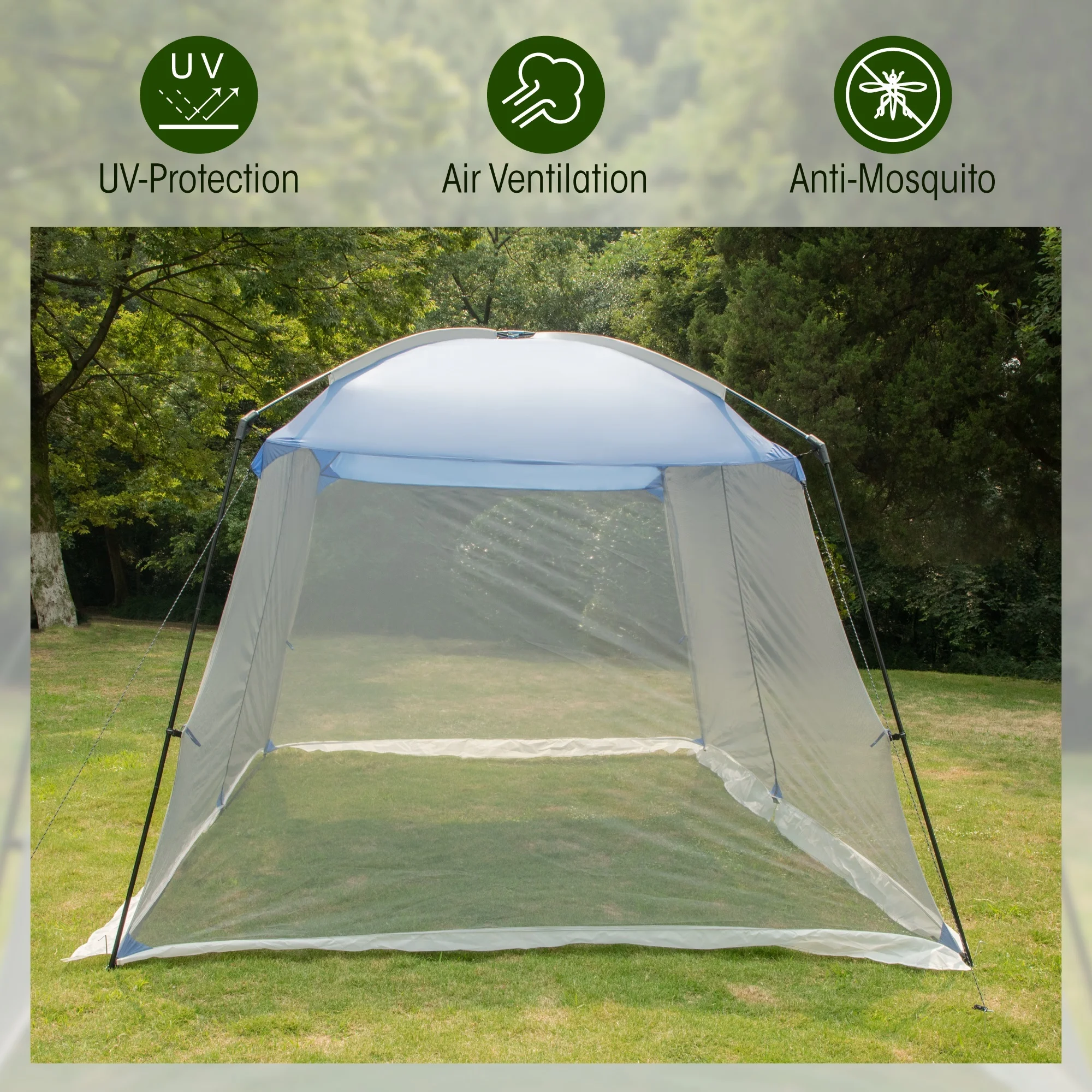 Alpha Camper 13' x 9' Screen House Canopy Sun Shade with One Room, Blue