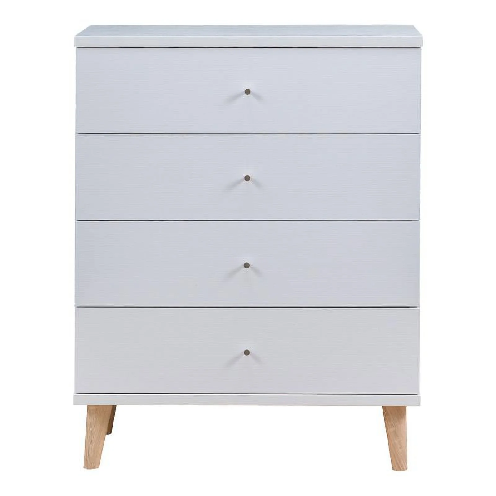 Bowery Hill Mid-Century Modern Wood 4-Drawer Chest in White Finish