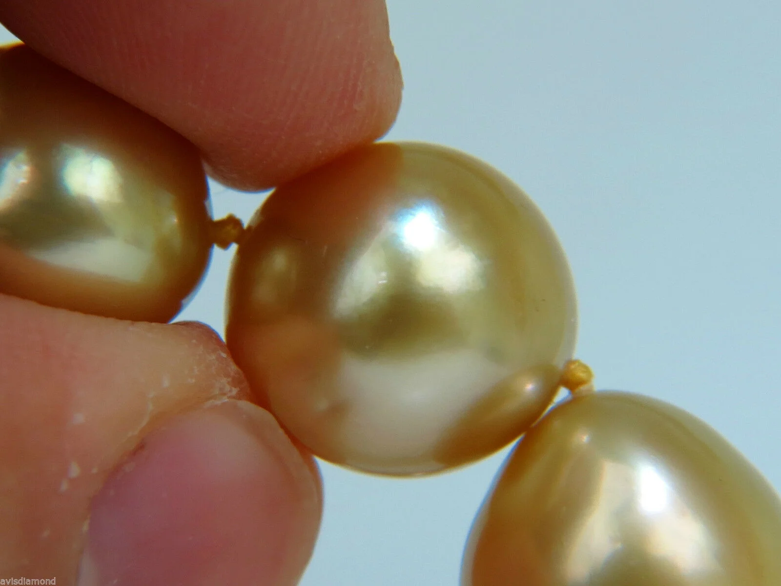 18KT 13M NATURAL SOUTH SEA YELLOW PEARLS NECKLACE .50CT DIAMOND CLASP