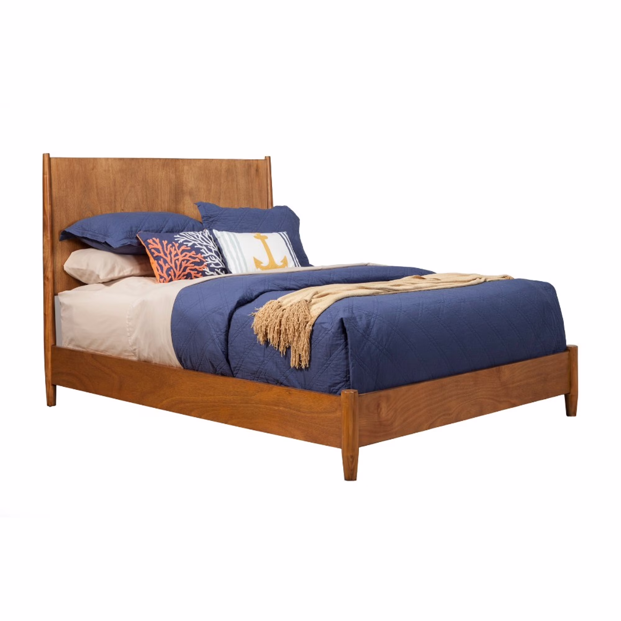 Standard King Panel Bed Of Mahogany Wood, Acorn
