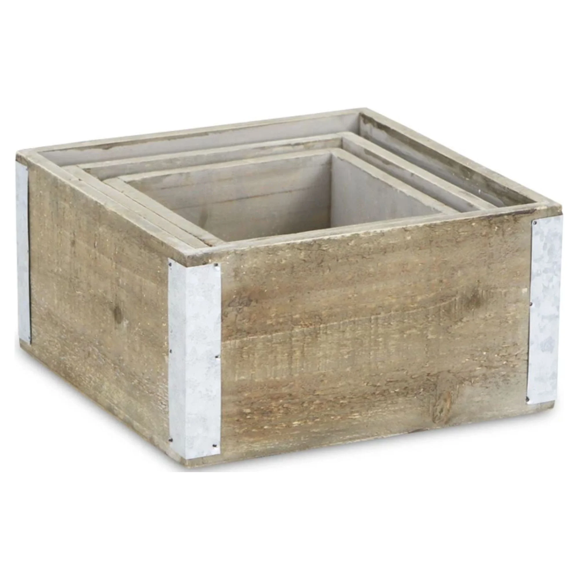Cheungs Brown Wood Square Crate (Set of 3)