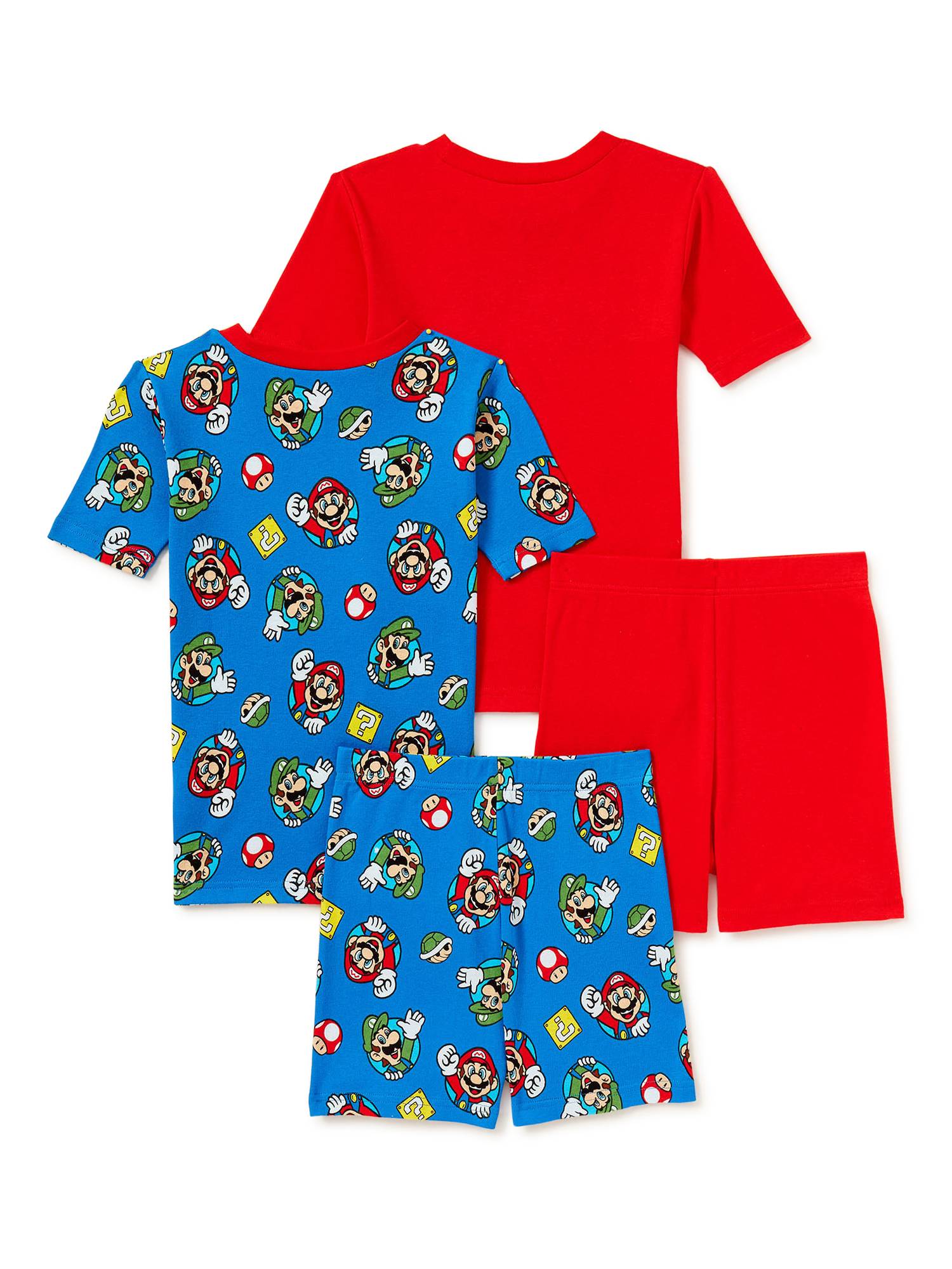 Super Mario Bros. Short Sleeve Crew Neck Graphic Prints Pajamas (Big Boys) 4 Piece Set