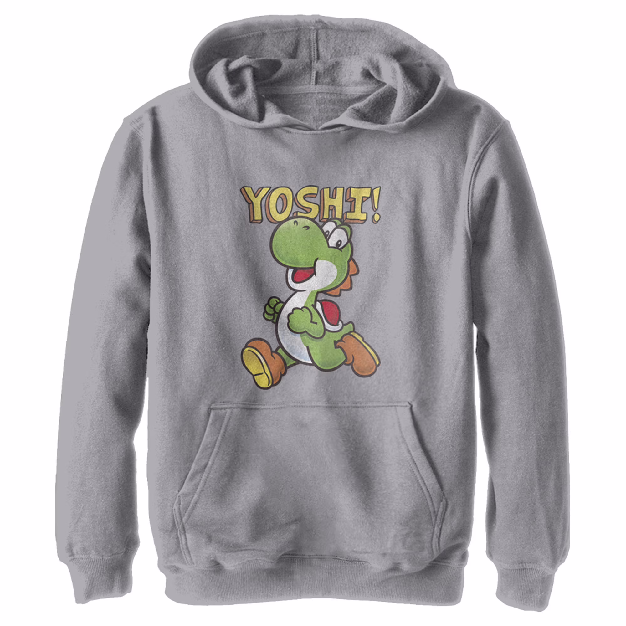 Boy's Nintendo Running Yoshi  Pull Over Hoodie Athletic Heather X Large