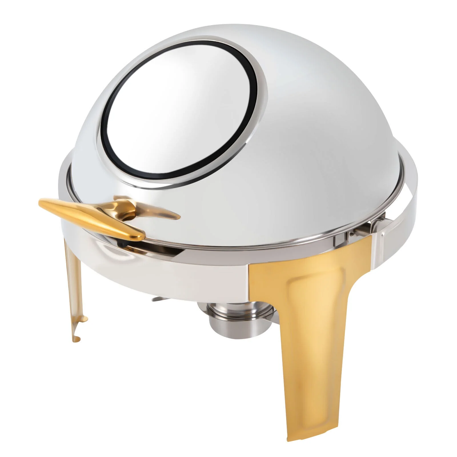 6.3 Quart Roll Top Chafing Dish Set Round Stainless Steel Buffet Warmer Chafer