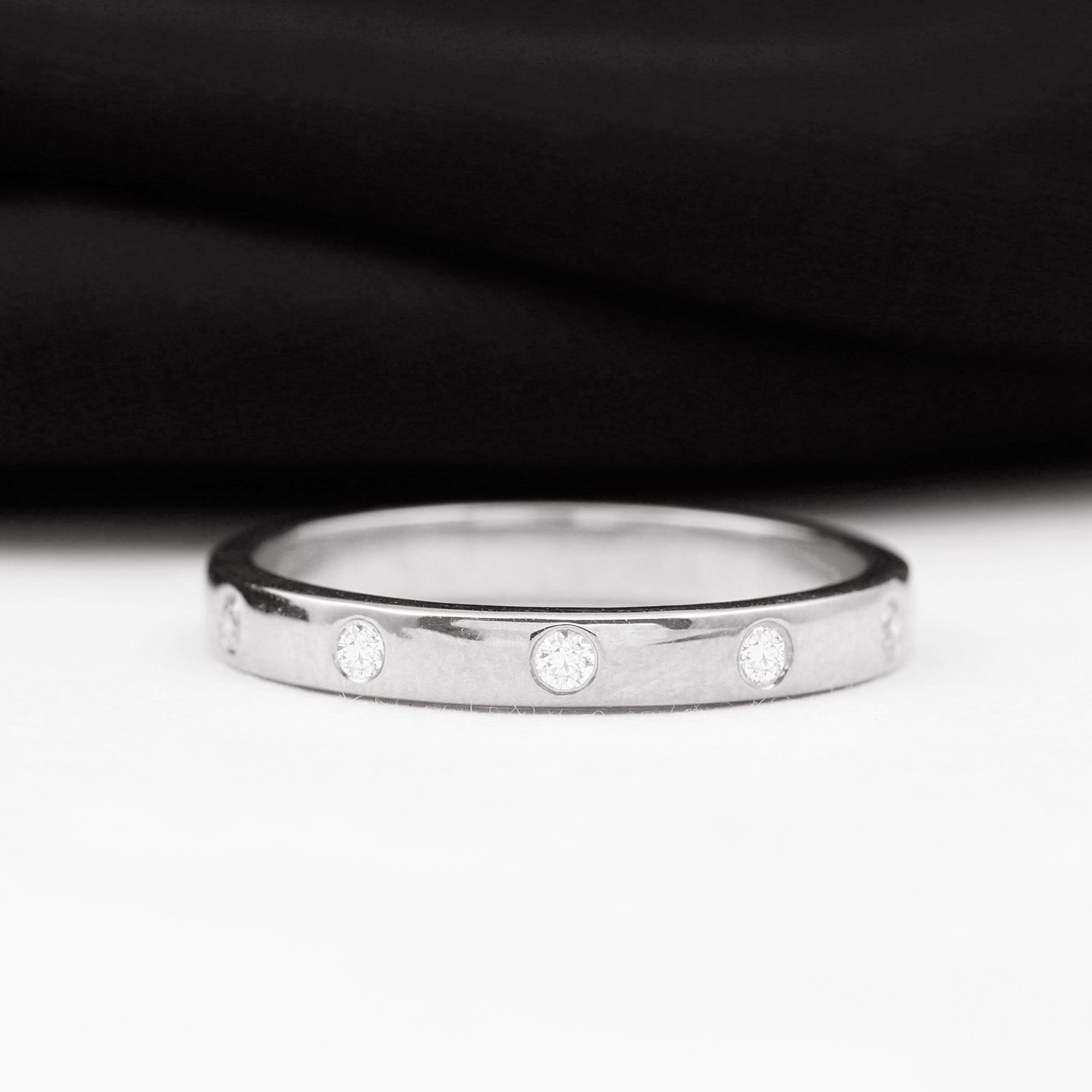 Stackable Half Eternity Band Ring with Moissanite in Gold, 925 Sterling Silver, US 4.00