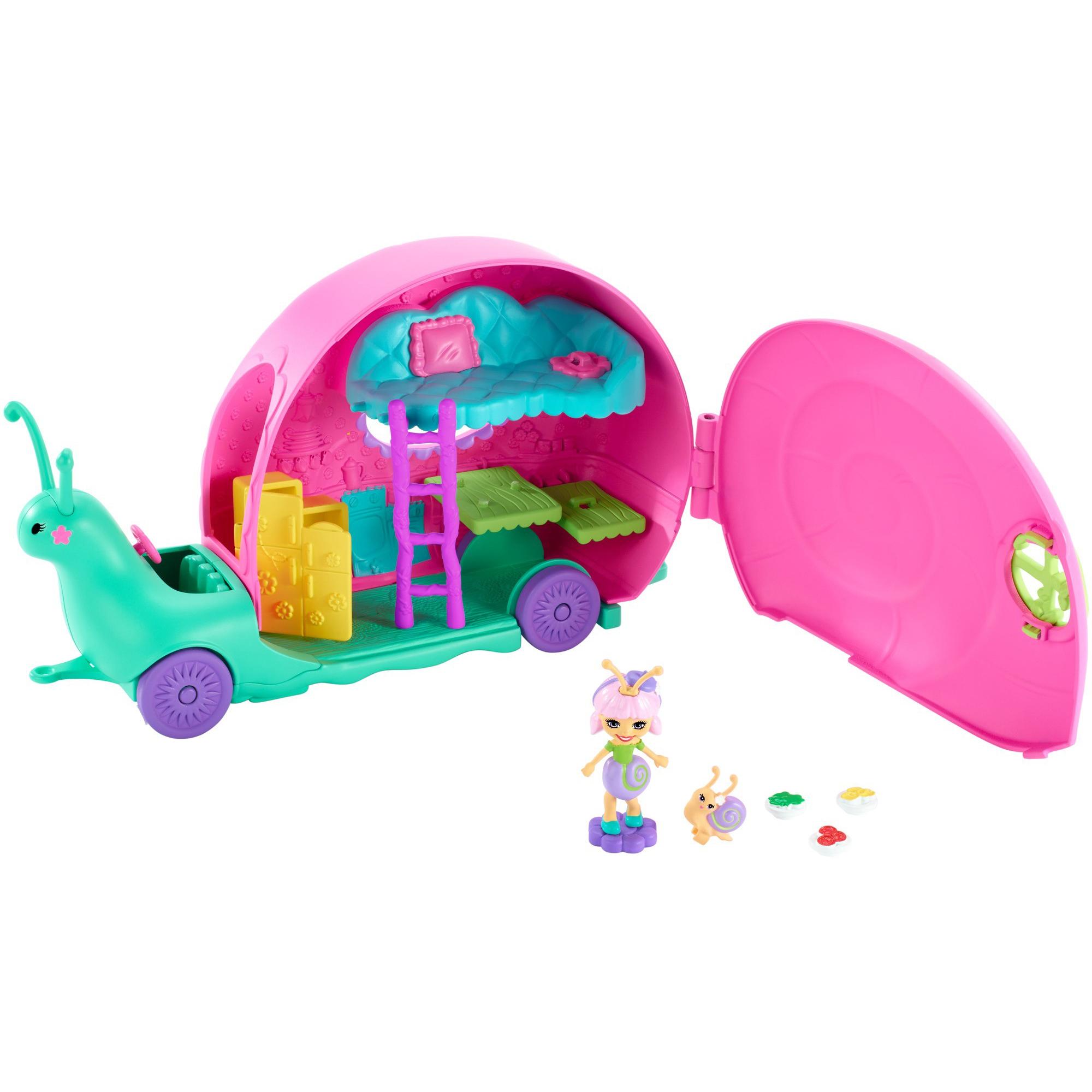 Enchantimals Slow-mo Camper Vehicle Playset with Saxon Snail Doll