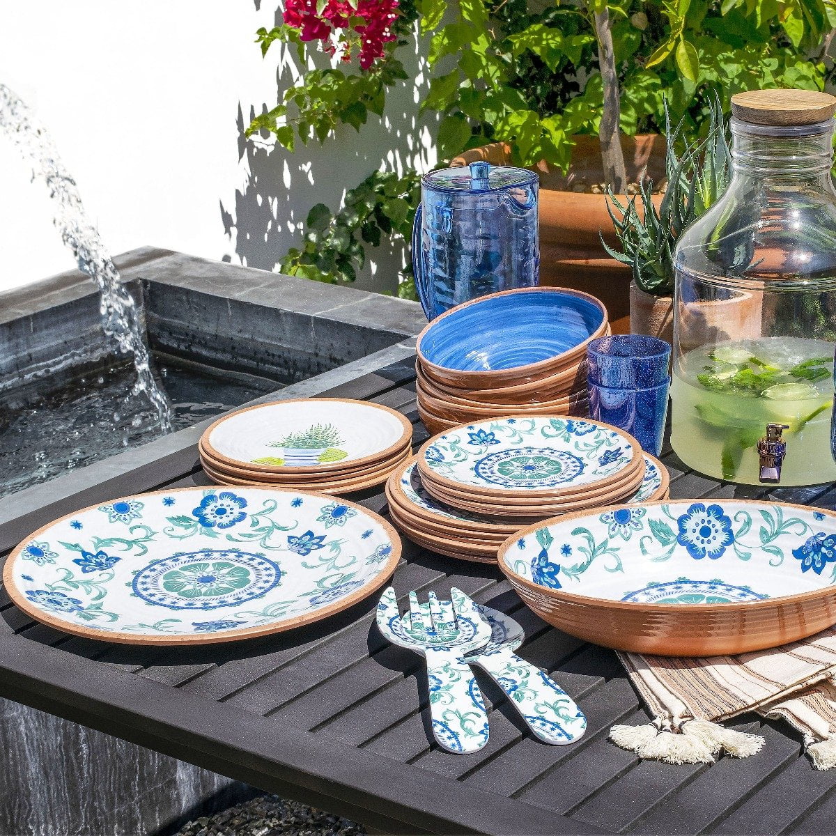 TarHong Melamine Tabletop Servers | Rio Turquoise Floral