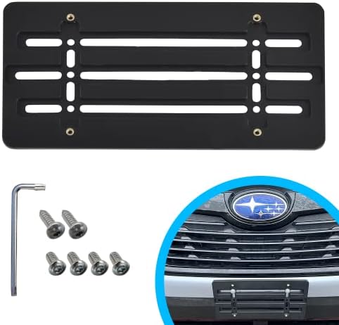 Front Bumper License Plate Bracket for Subaru 2000-2023, Plate Holder Set w 6 Unique Screw Bolts & Wrench Kit, License Tag Mounting Kit, Quality Plate Holders, Premium Car & Truck Accessories