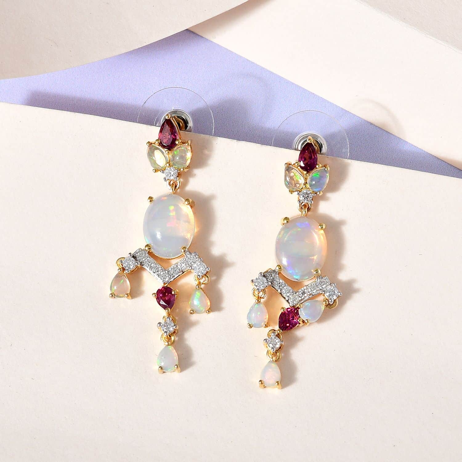 Shop LC Opal Rhodolite Garnet Oval 925 Sterling Silver Vermeil Yellow Gold Plated Chandelier Earrings for Women Jewelry Ct 4.71 Birthday Gifts for Women
