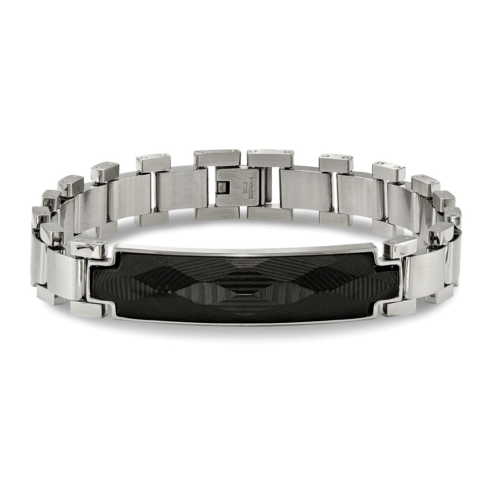 The Black Bow 11.5mm Stainless Steel & Carbon Fiber I.D. Link Bracelet, 8.25 Inch