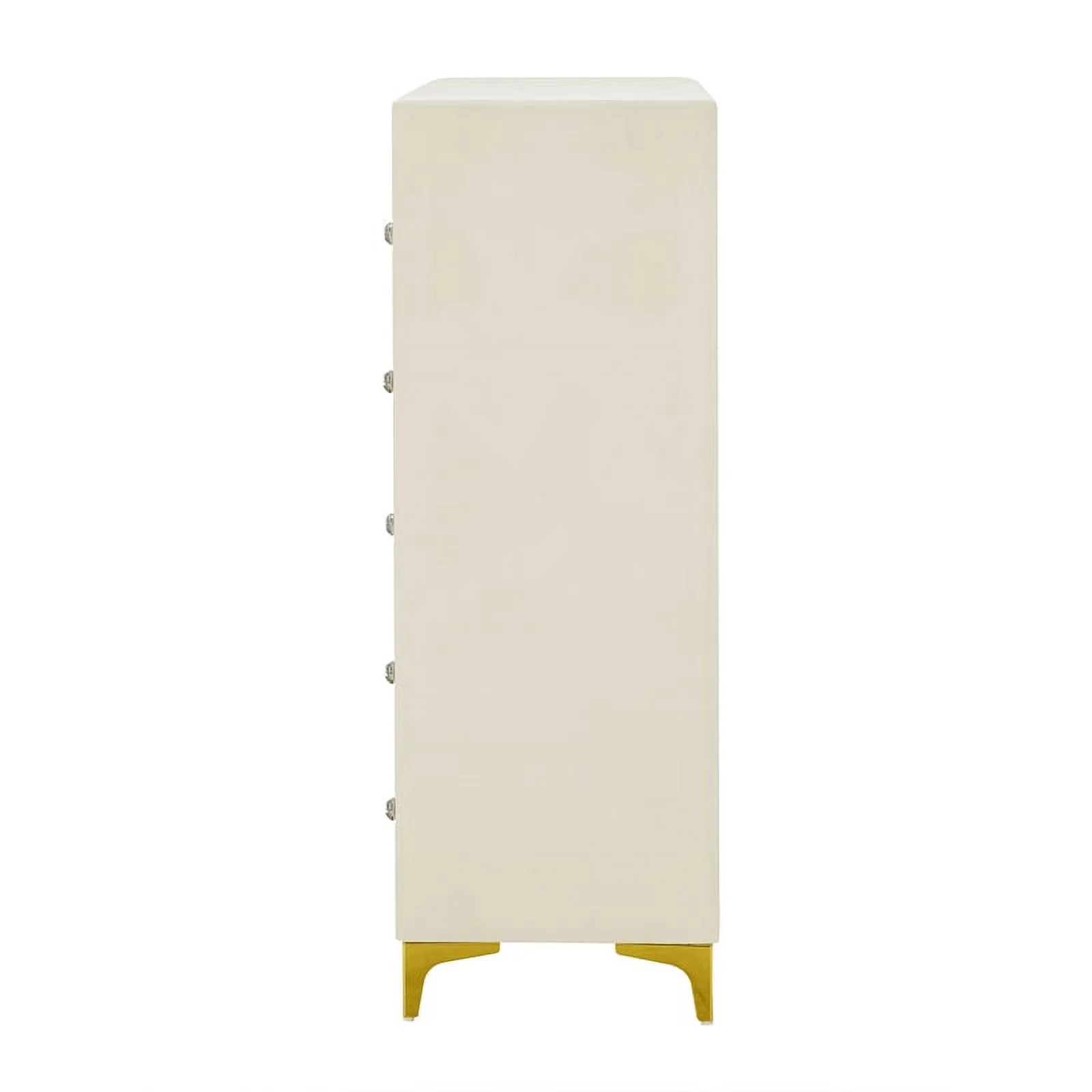 Home Square 2-Piece Set with Upholstered King Bed & 5 Drawer Chest in Cream