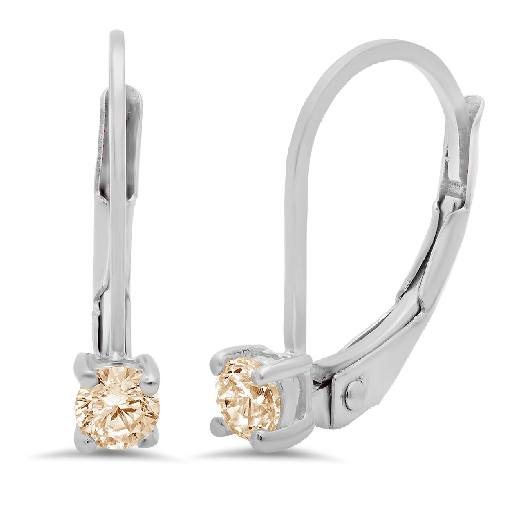 Clara Pucci 0.5 ct Brilliant Round Cut Drop Dangle VVS1 Genuine Conflict free Yellow Lab Created Yellow Moissanite Real Stamped Solid 18K White Gold Earrings Lever Back