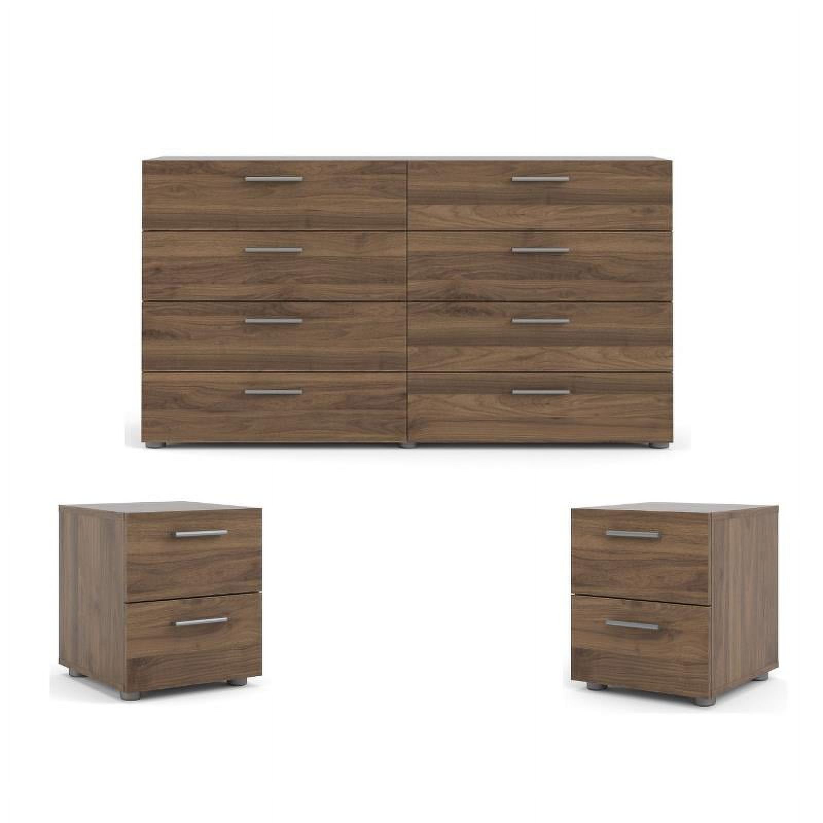 Home Square 3 Piece Bedroom Set with 1 Dresser and 2 Nightstands in Walnut