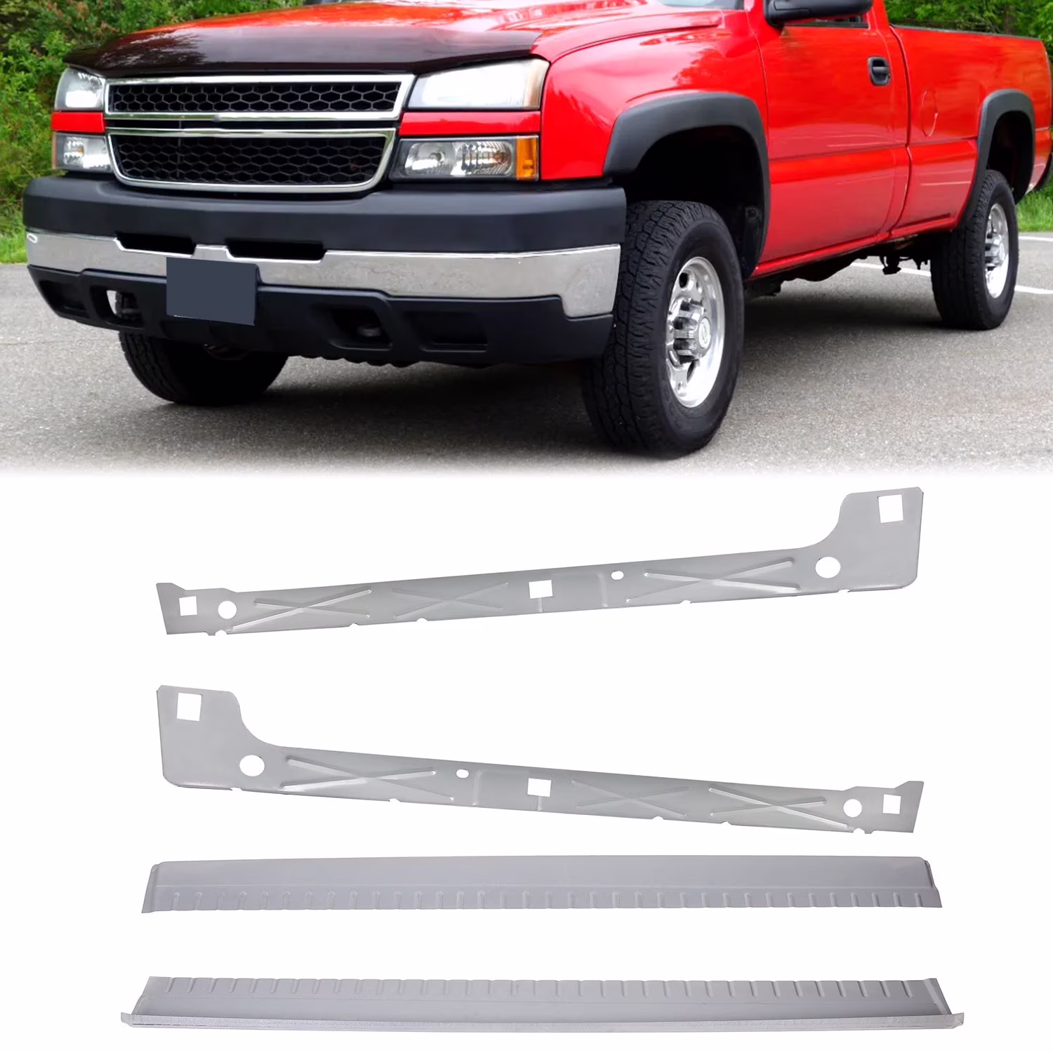 Kojem Pair Inner & Outer Extended Cab Slip-On Rocker Panels Truck for 2000-2006 Chevy Silverado Sierra 2000-2006 4DR EXT Cab