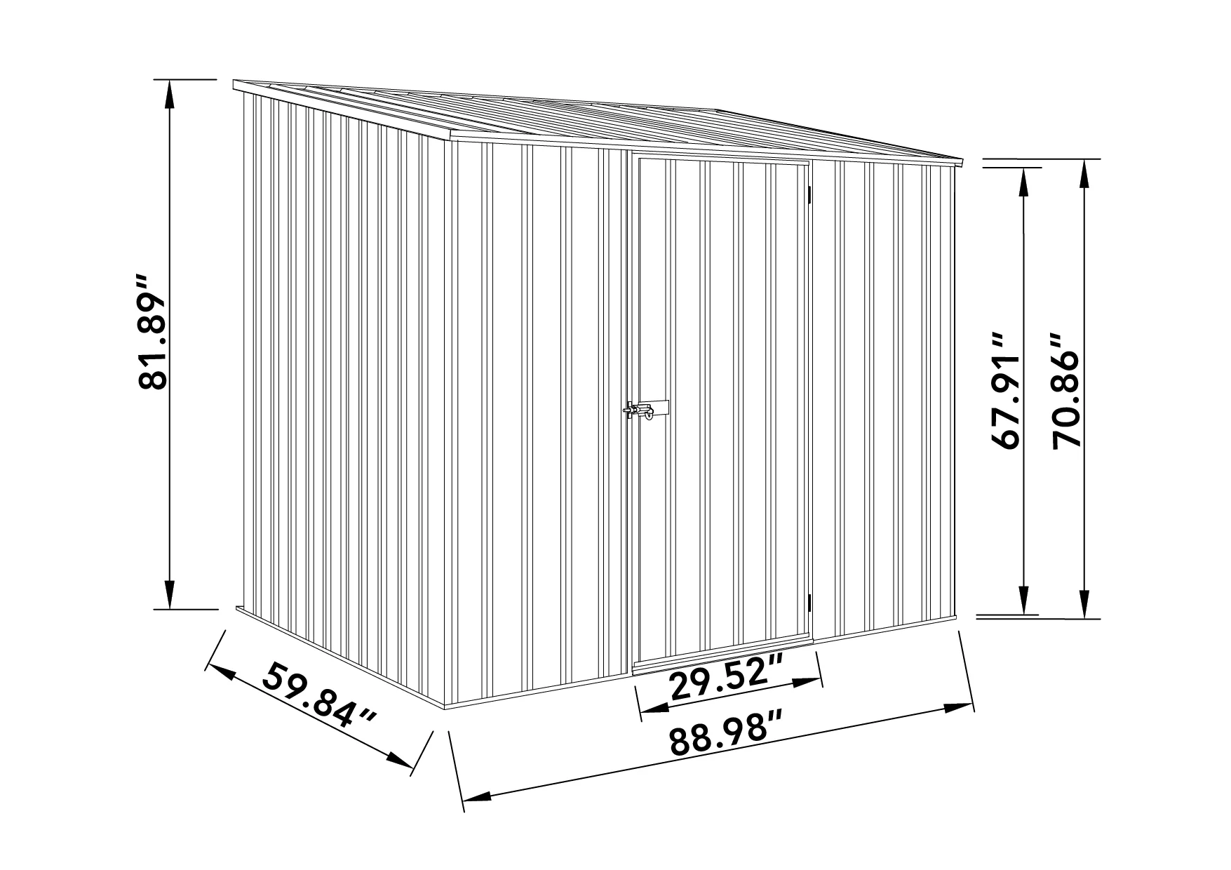 Absco Single Door Space Saver Metal Garden Shed 7.5' x 5' - Woodland Gray