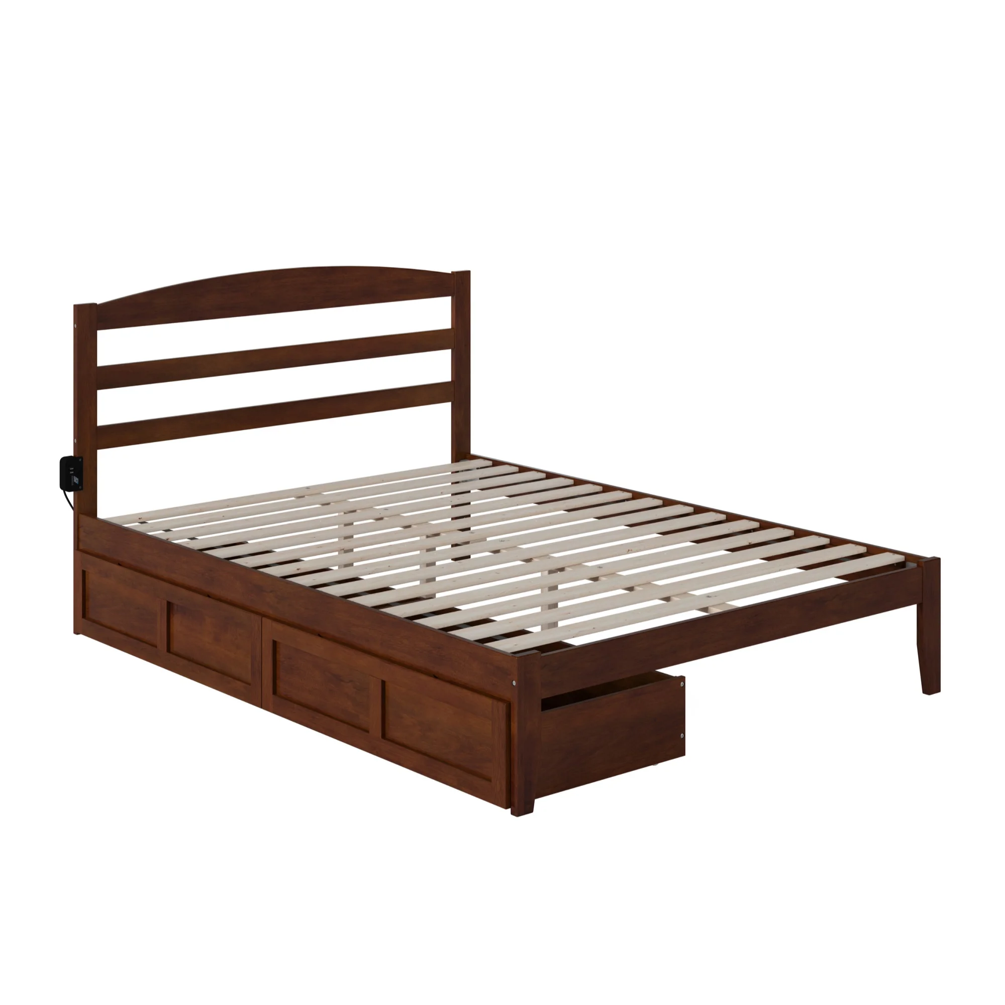 AFI Warren Solid Wood Traditional Queen Bed w/ 2 Drawers in Walnut