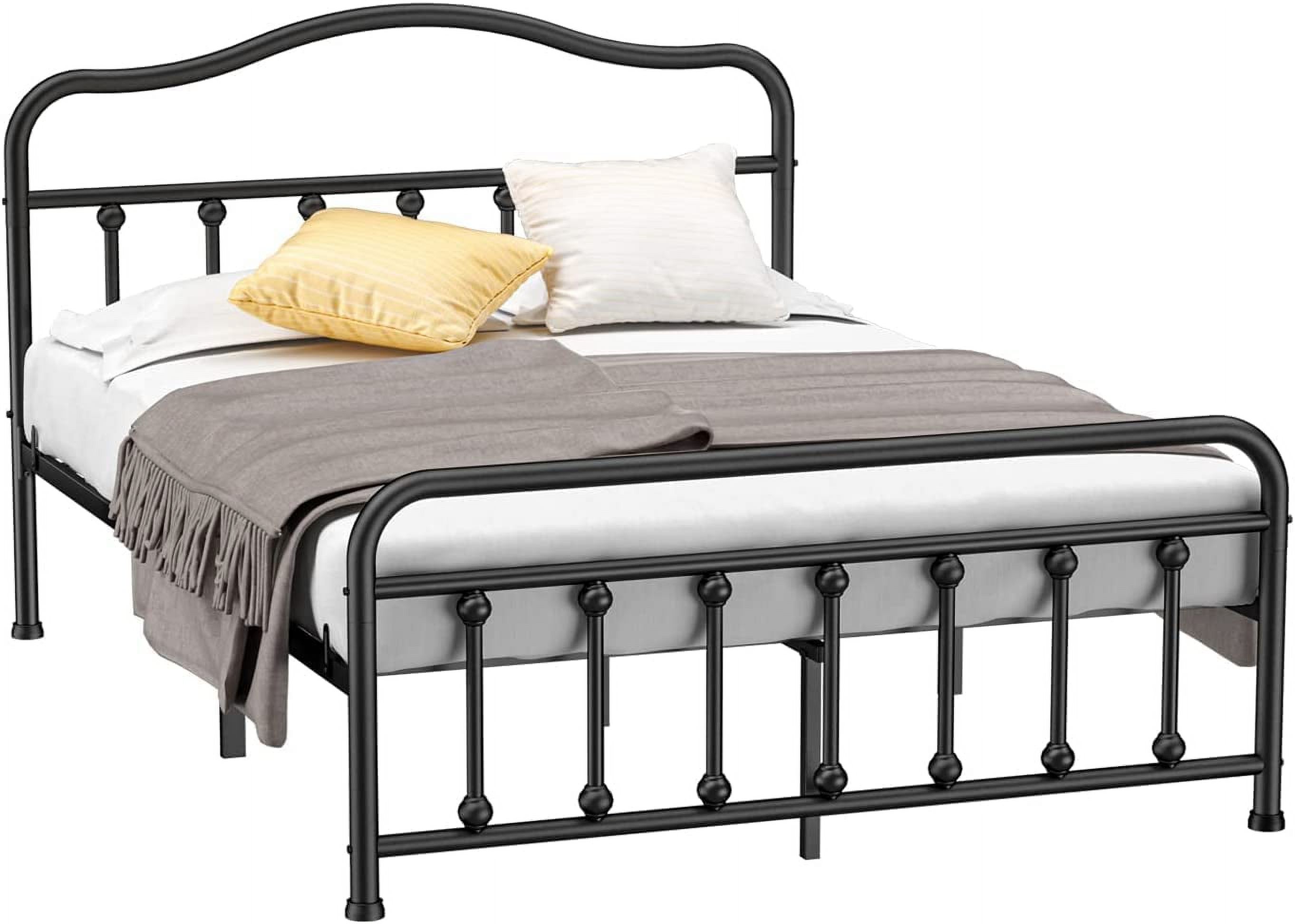 Queen Size Metal Platform Bed Frame Mattress Foundation with Sturdy Steel Headboard and Footboard No Box Spring Needed Under Bed Storage Steel Slats  Black