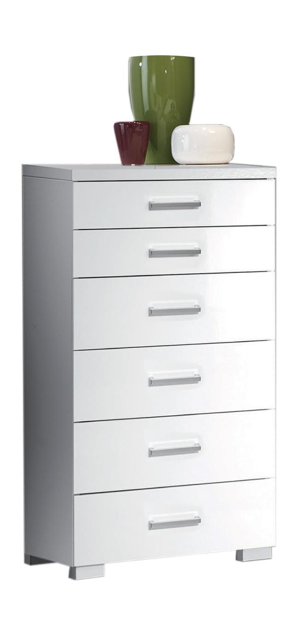 White High Gloss Lacquer 6 Drawer Chest MOMO ESF Modern MADE IN ITALY