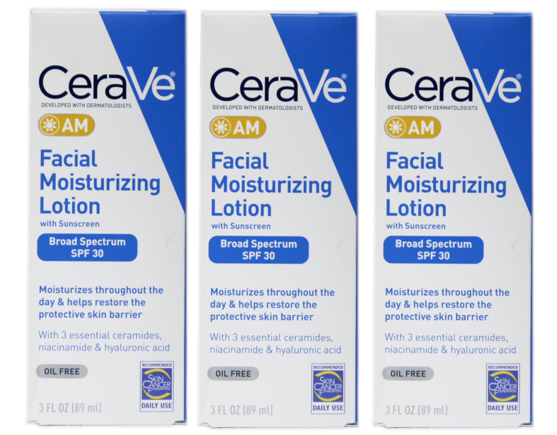 CeraVe Moisturizing Facial Lotion AM 3 Ounce Pack of 3