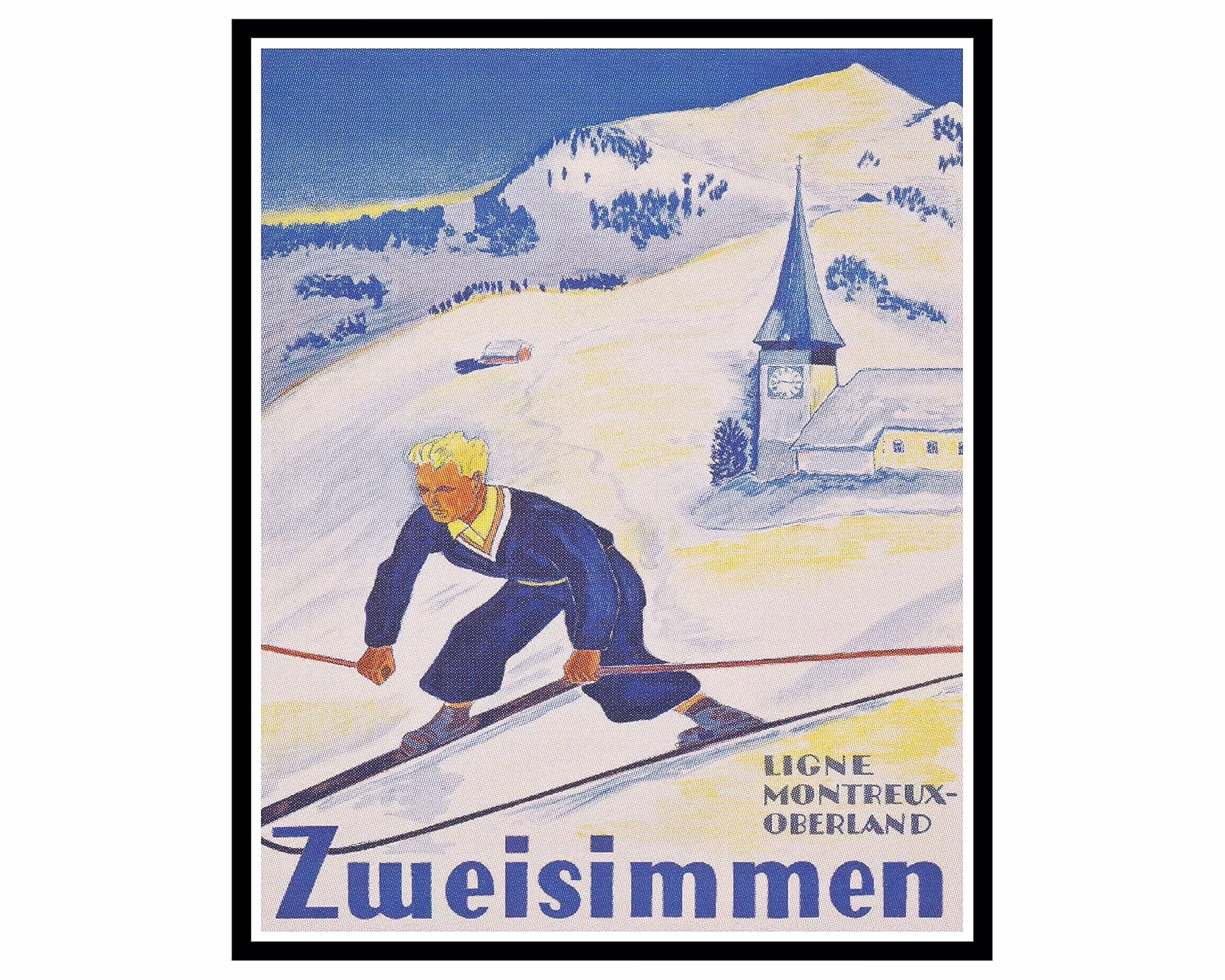 Poster Master Zermat Switzerland Ski Wall Art - Vintage Ski Poster Art - Ski Travel Poster 16x20 Unframed Wall Art Poster - Great Wall Decor Gift for Home, Office, Living Room