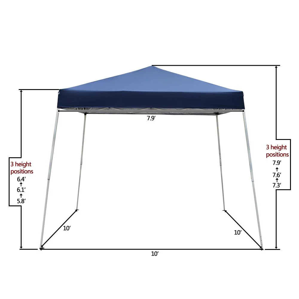 Zimtown 10ft x 10ft Base/8ft x 8ft Top Canopy Pop up Wedding Party Tent Folding Gazebo Beach Canopy Blue with Carry Bag